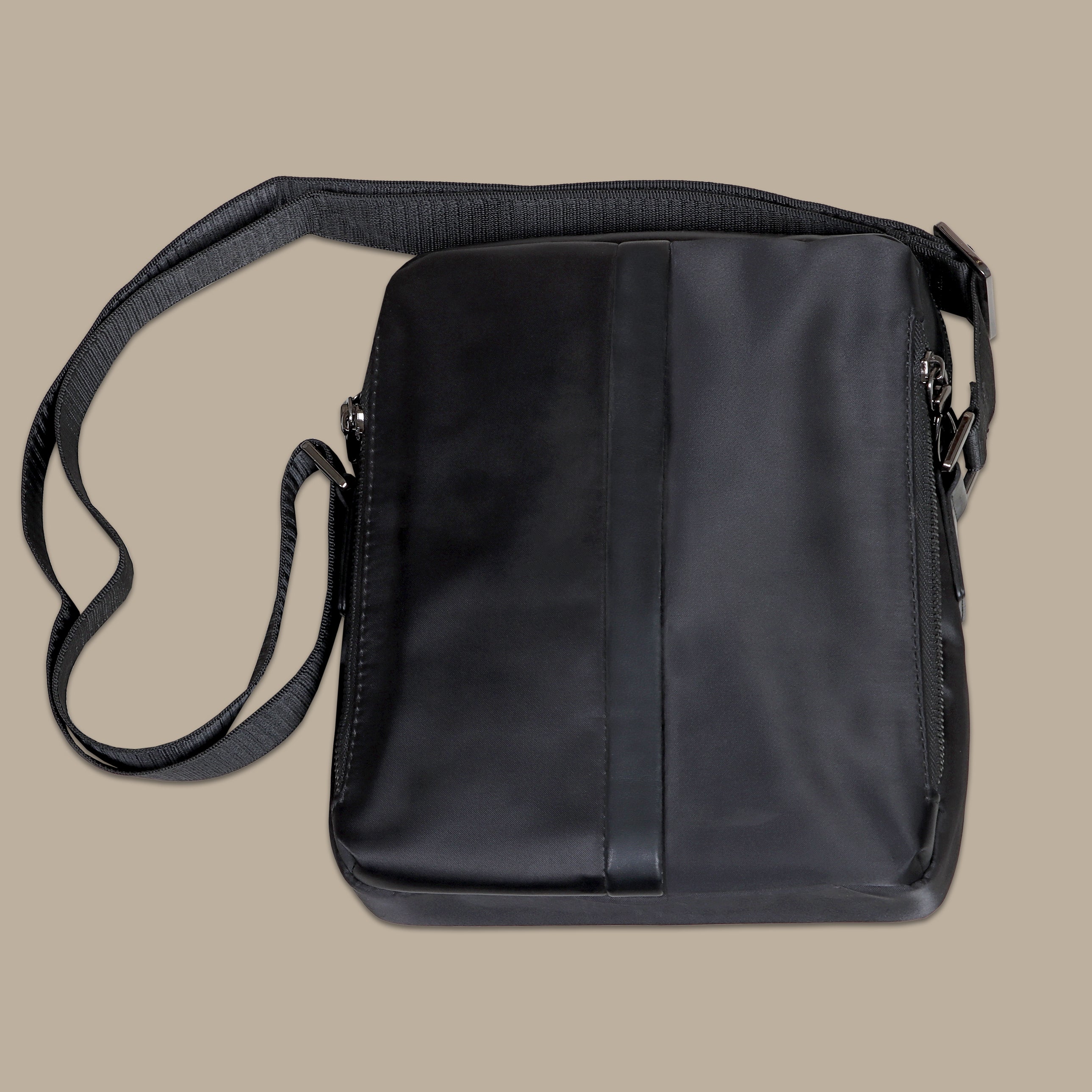 Black Crossbody Bag with Side Zipper