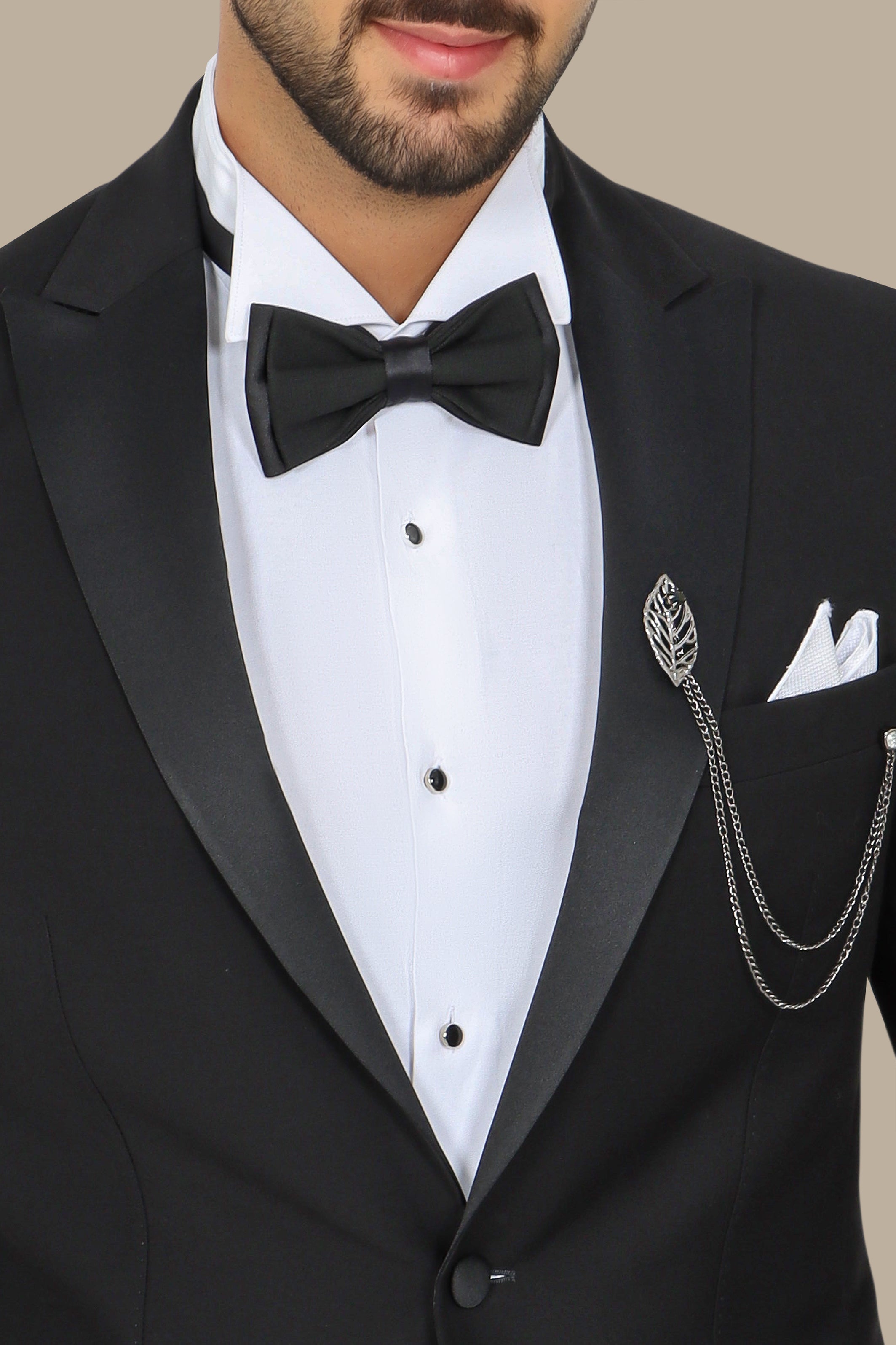 Classic Black Peak Lapel Tuxedo