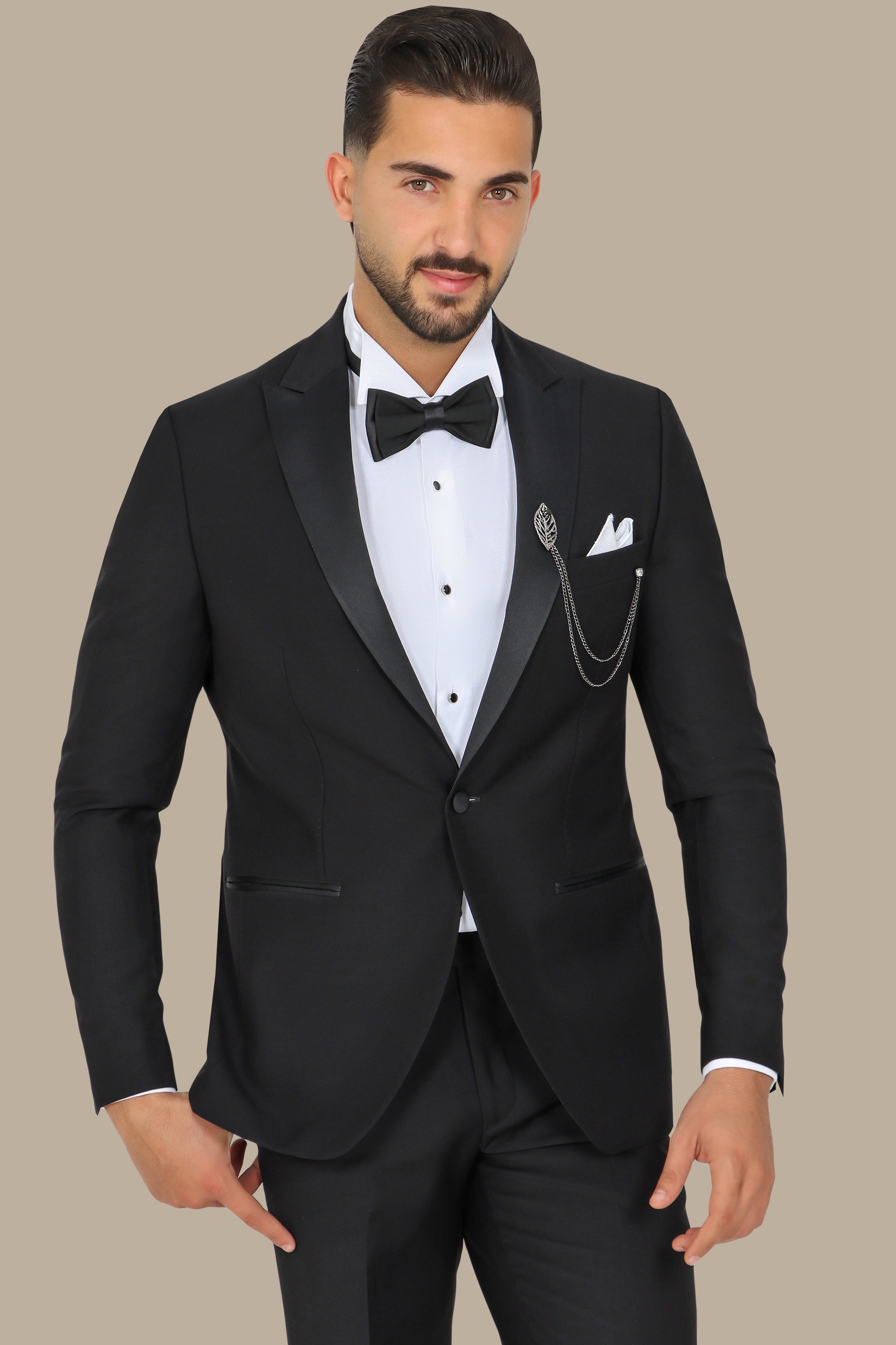 Classic Black Peak Lapel Tuxedo