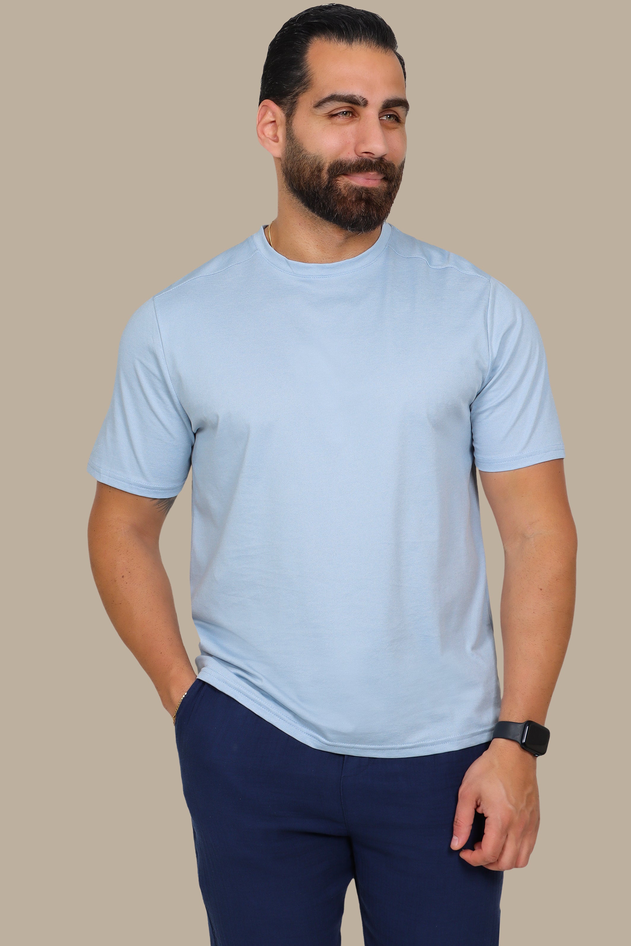 Light Blue Oxford Piquet T-Shirt