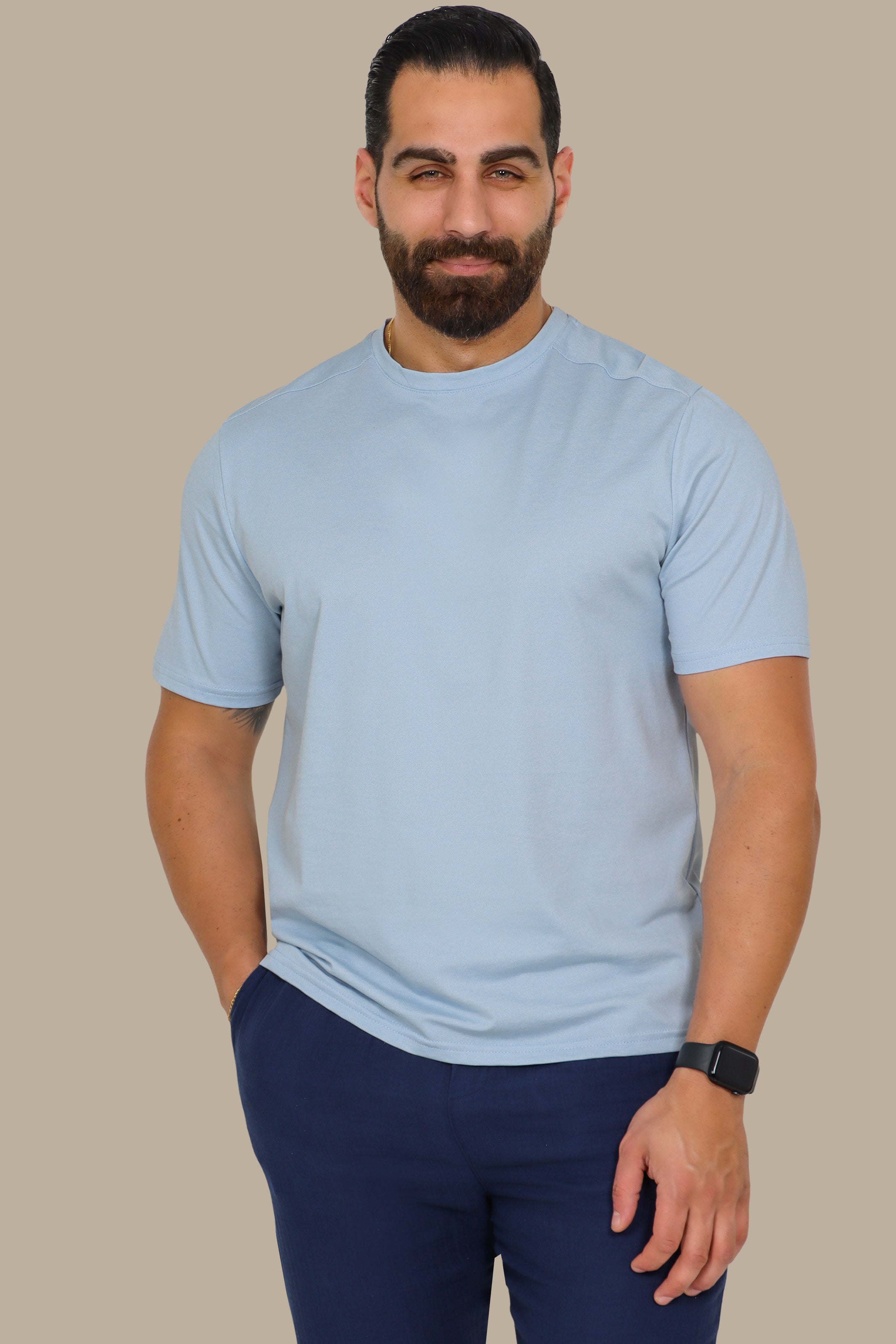 Light Blue Oxford Piquet T-Shirt
