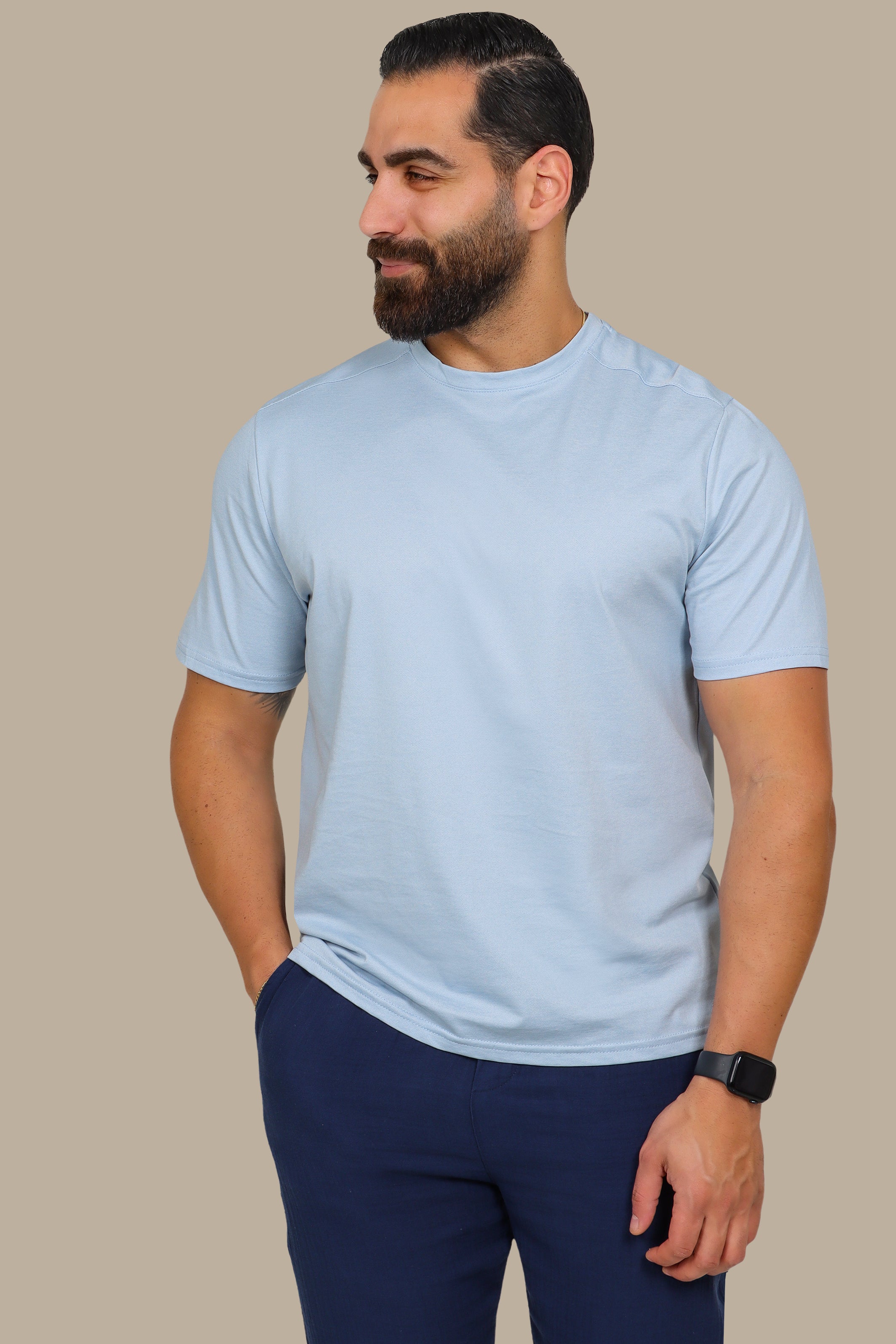 Light Blue Oxford Piquet T-Shirt