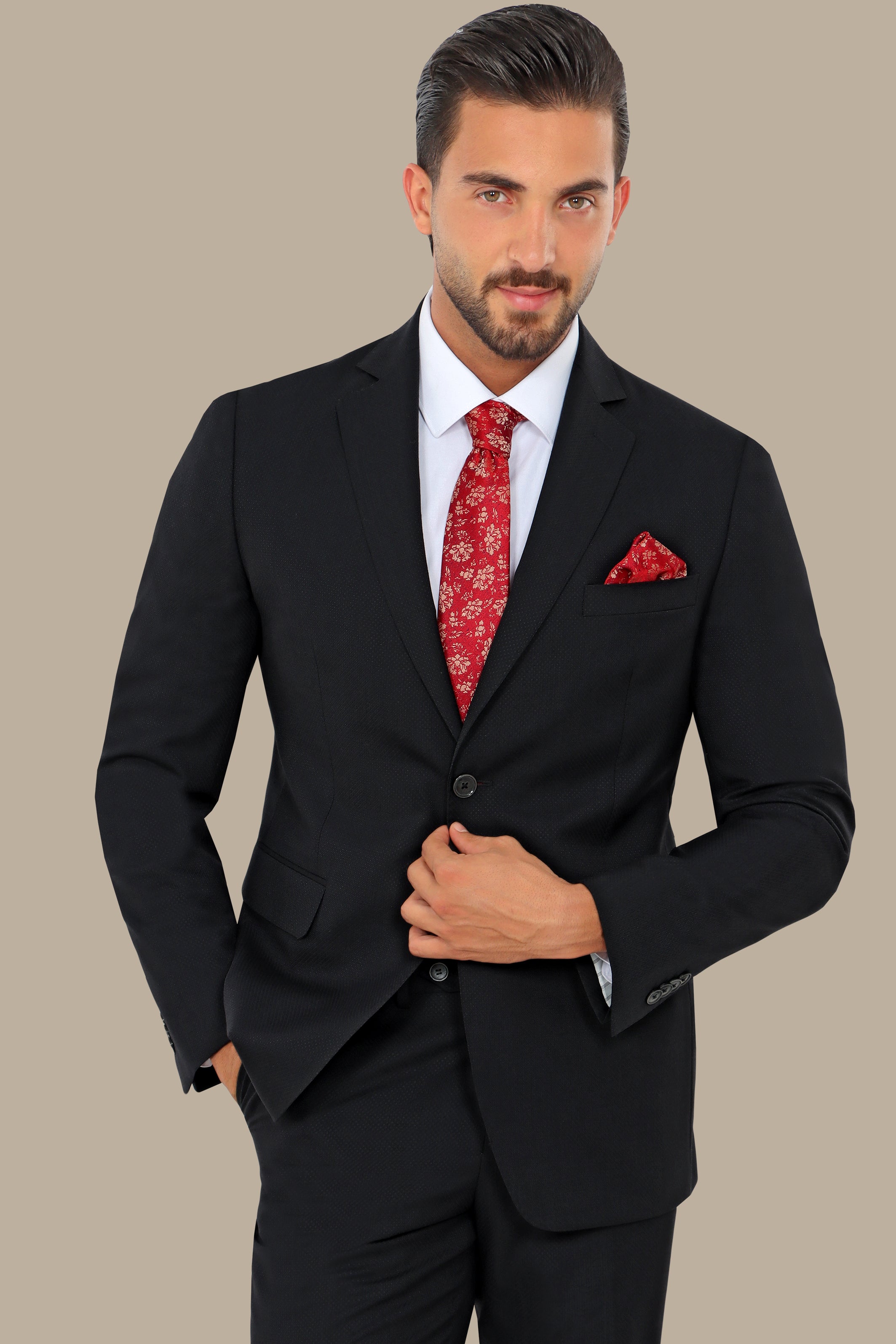 Navy Dotted Regular Suit