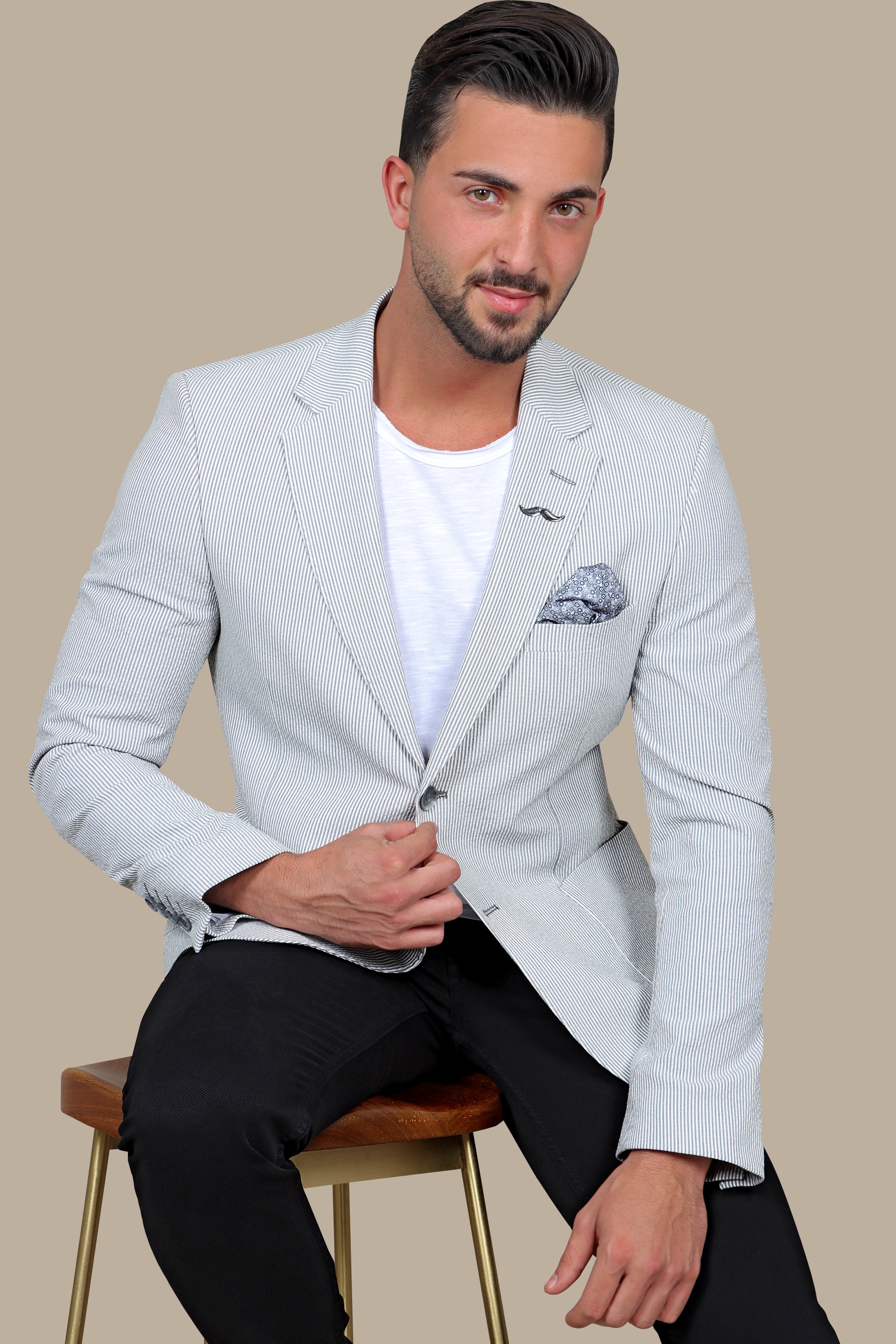 Light Grey Pinstripe Blazer