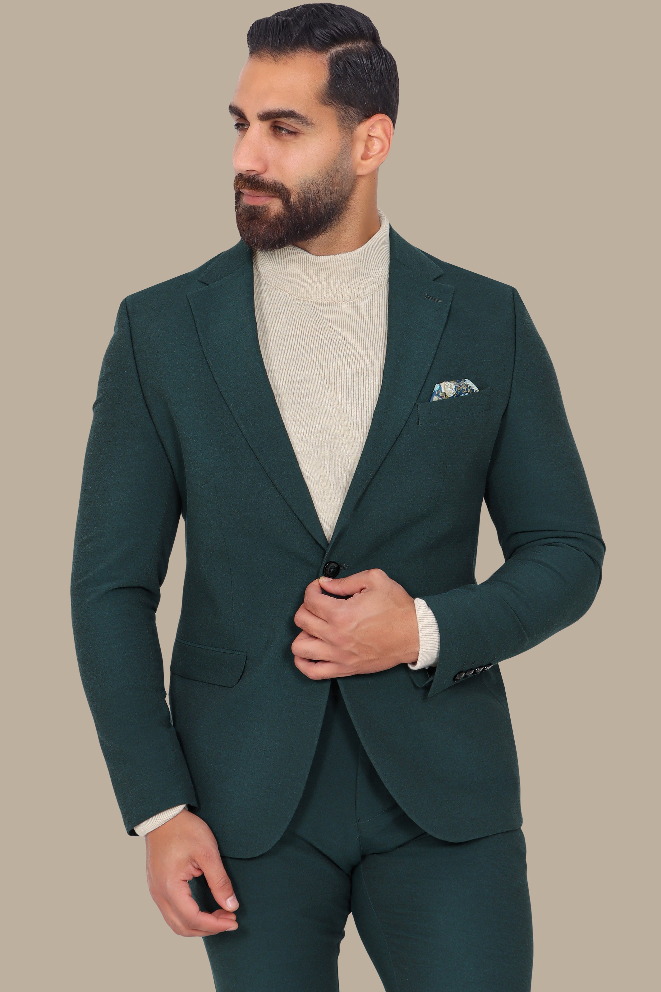 Green Travel Suit: 2-Piece with Notch Lapel