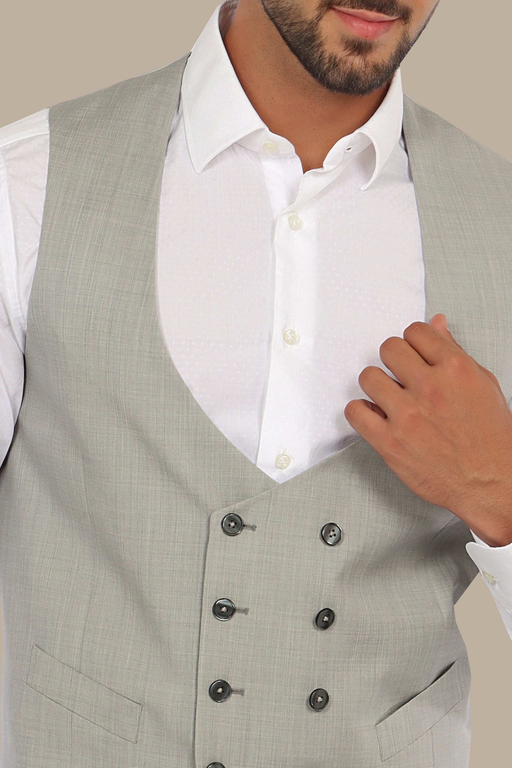 Sharp Sophistication: Double-Breasted Gray Vest