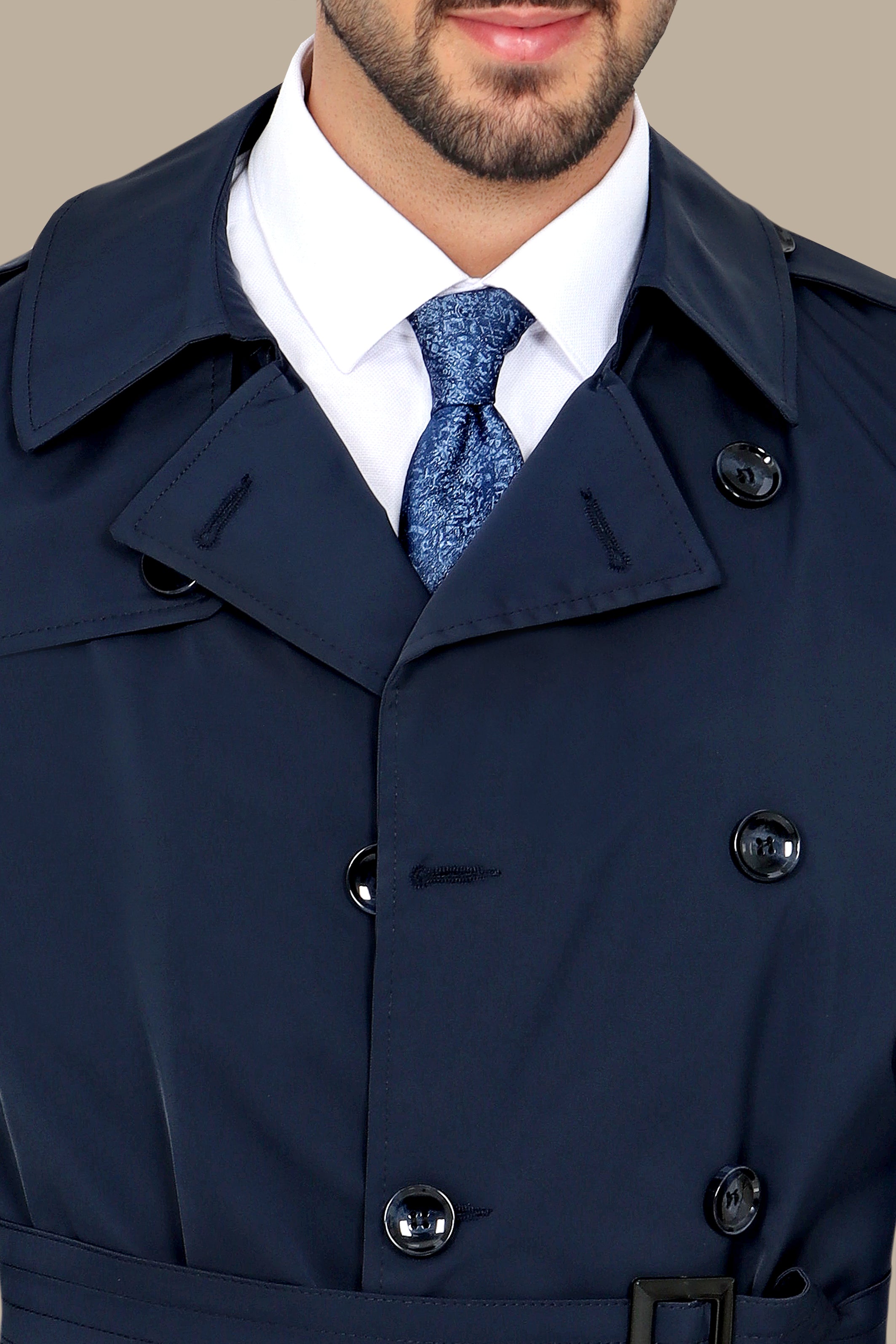 Classic Double-Breasted Navy Trench Coat