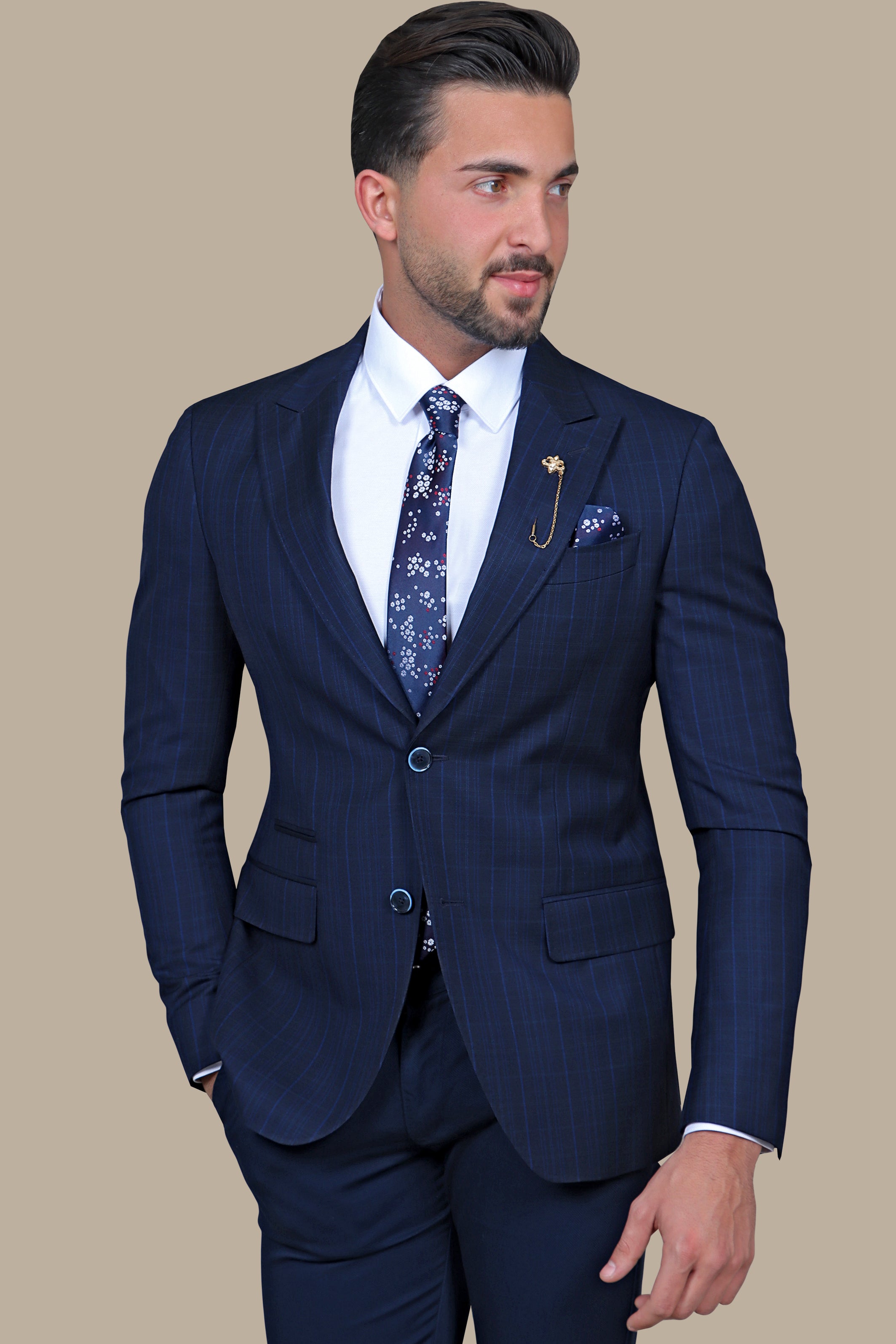 Blazer Checked Peak | Navy