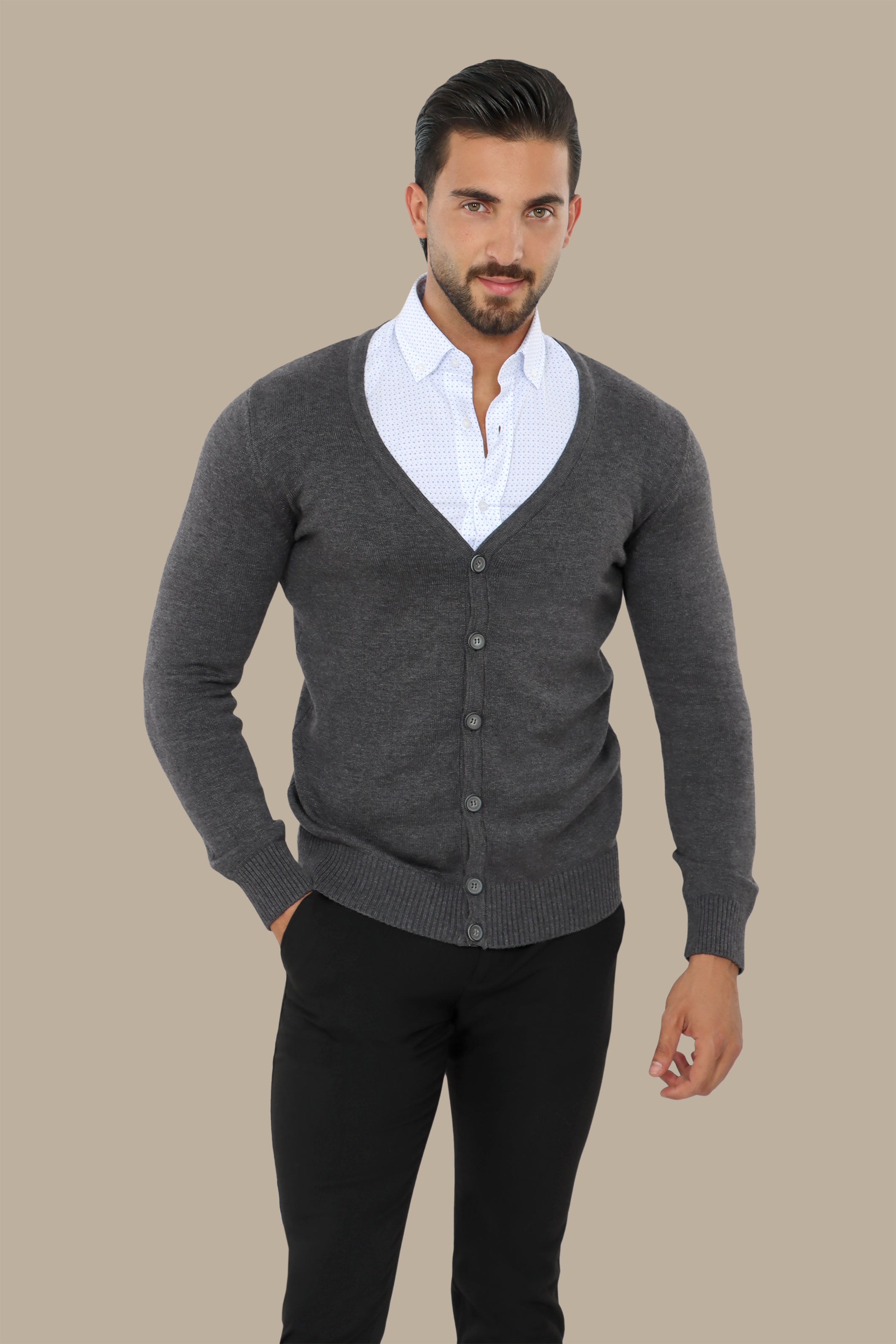 Plain Dark Grey Cardigan