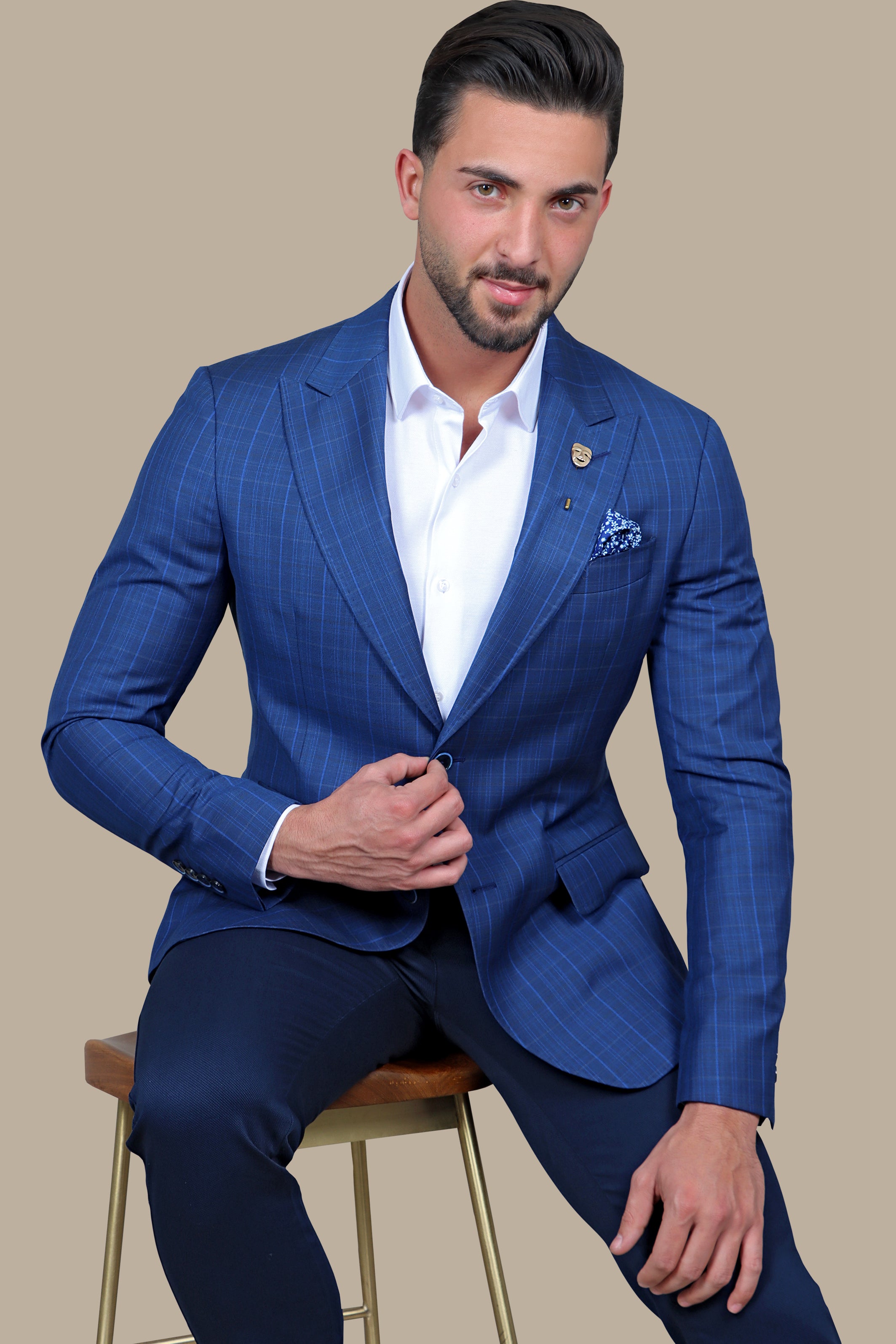 Blazer Checked Peak | Blue