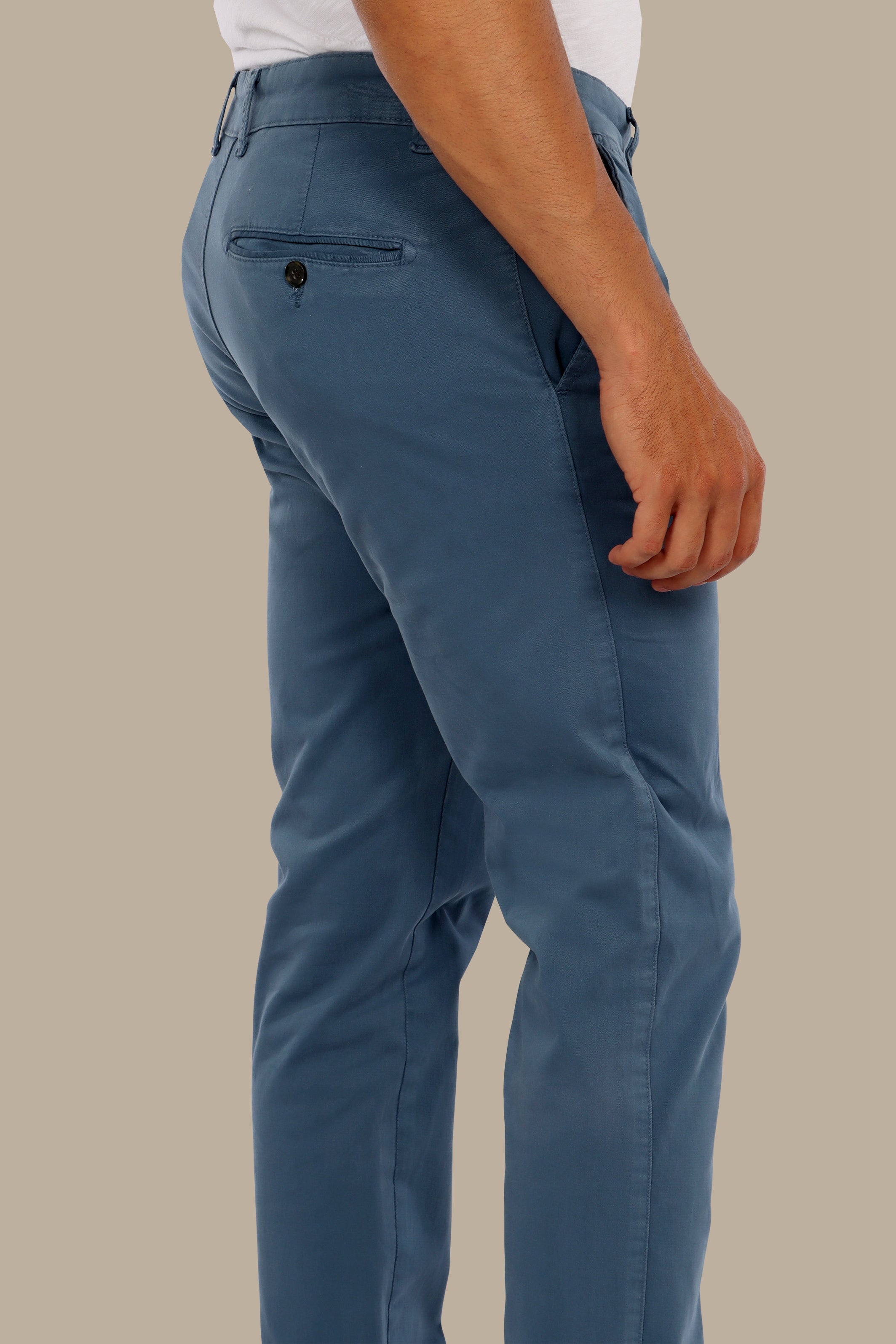 Classic Cool: Blue Chino Regular Fit Trousers