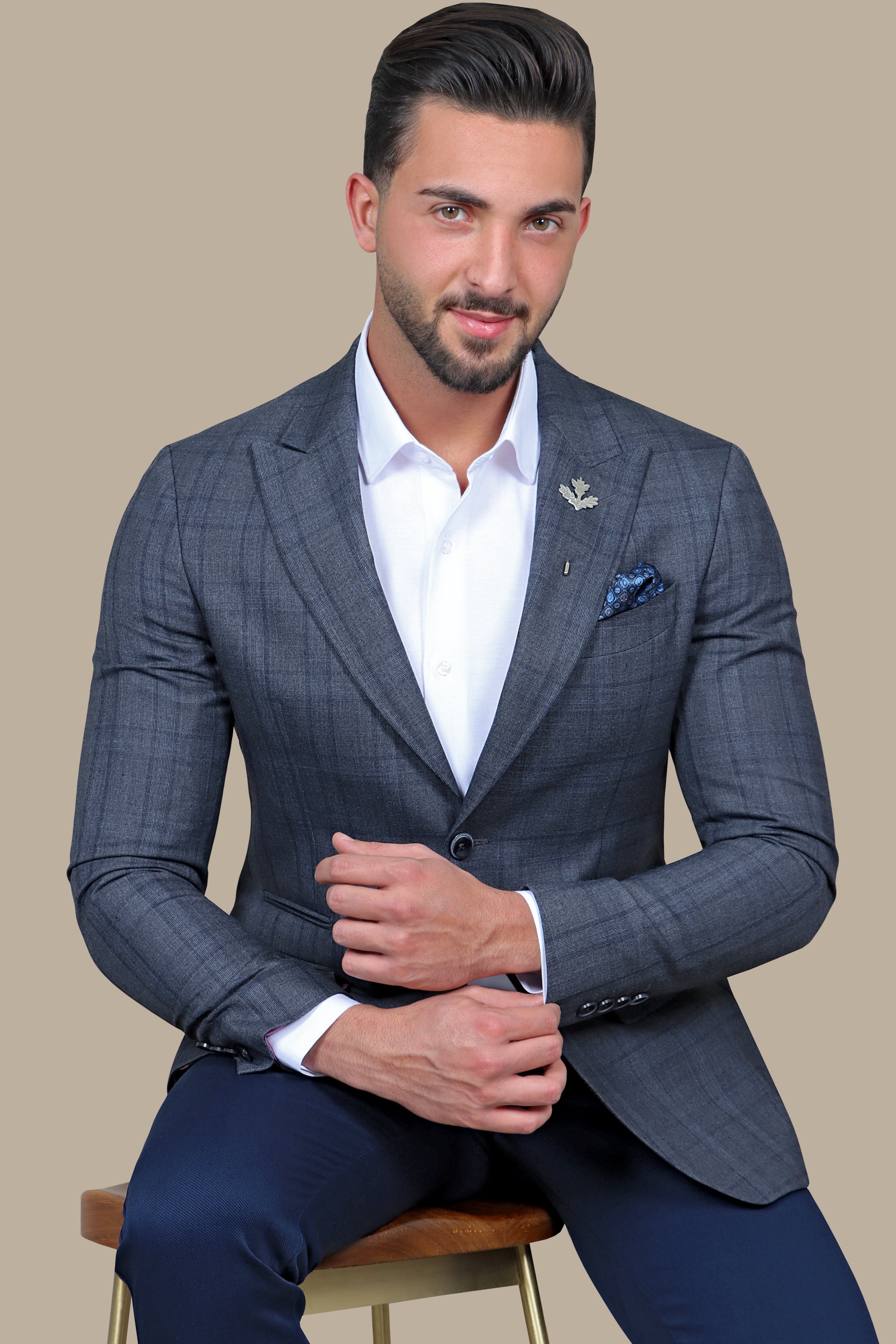 Blazer Checked Peak | Dark Gray