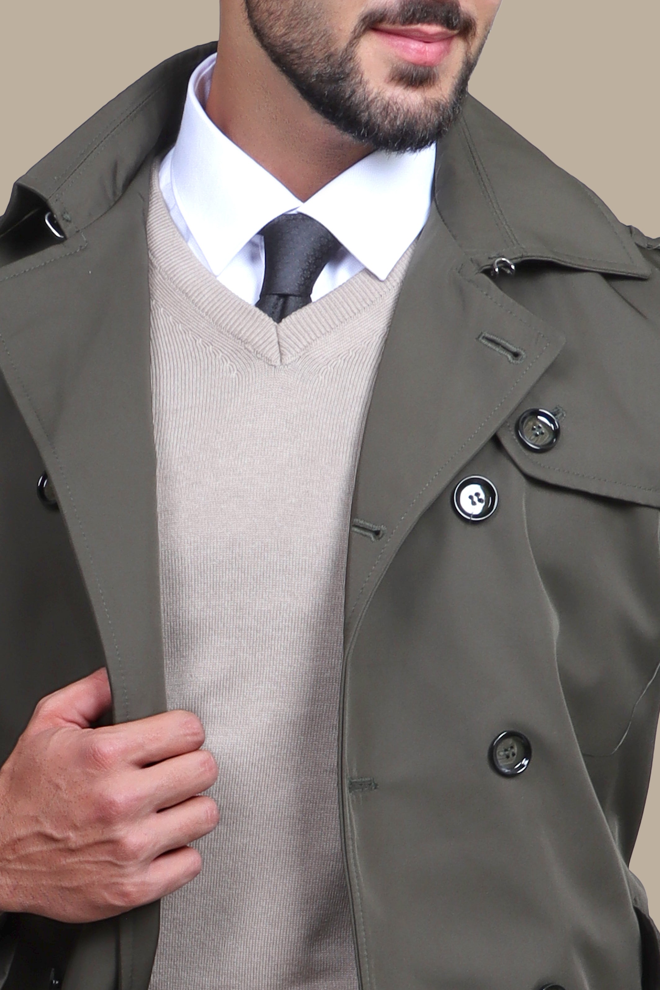 Olive Drab Defender: The Ultimate Trench Coat for Military Style