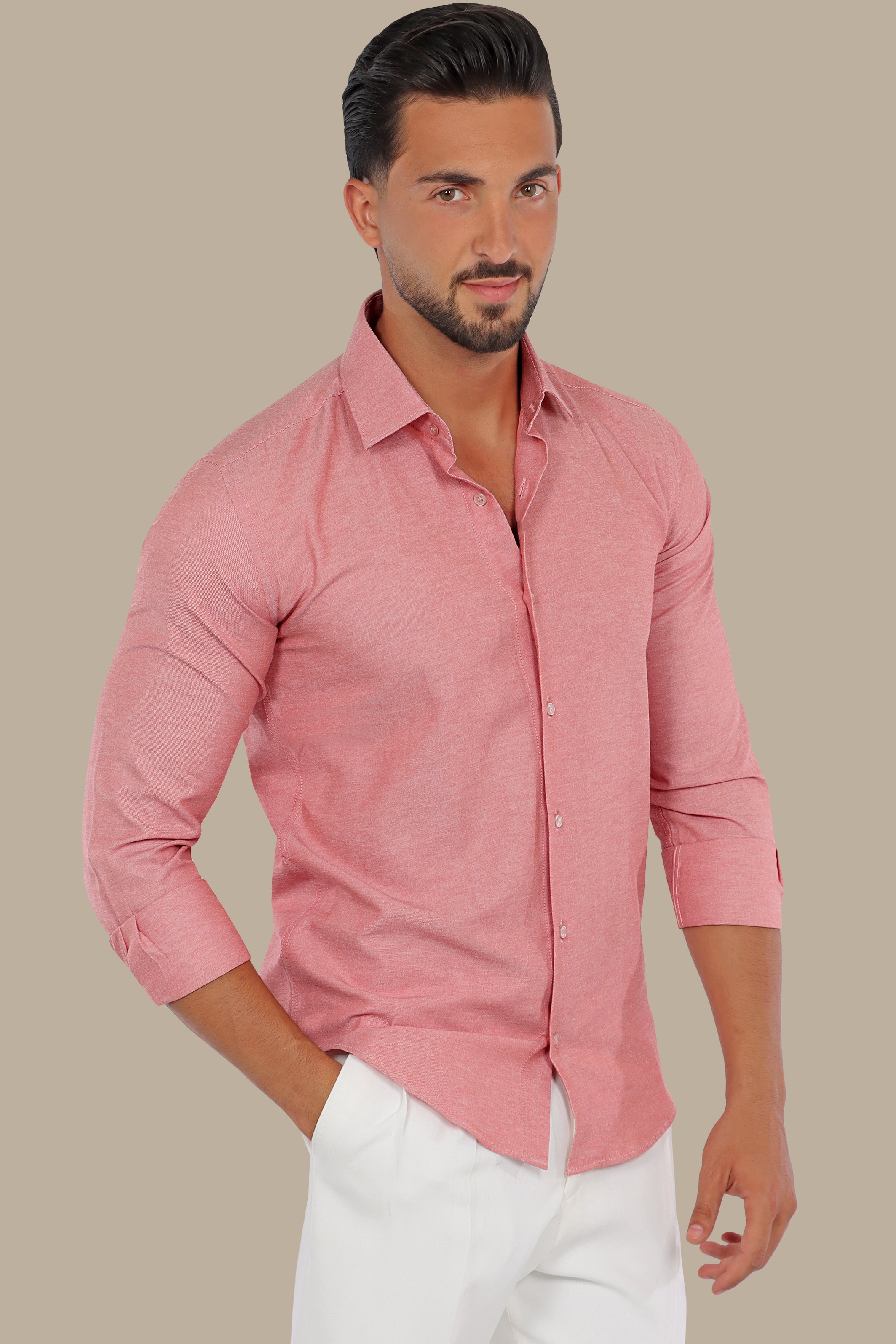 Chambray Sophistication: Slim Fit Brick Shirt