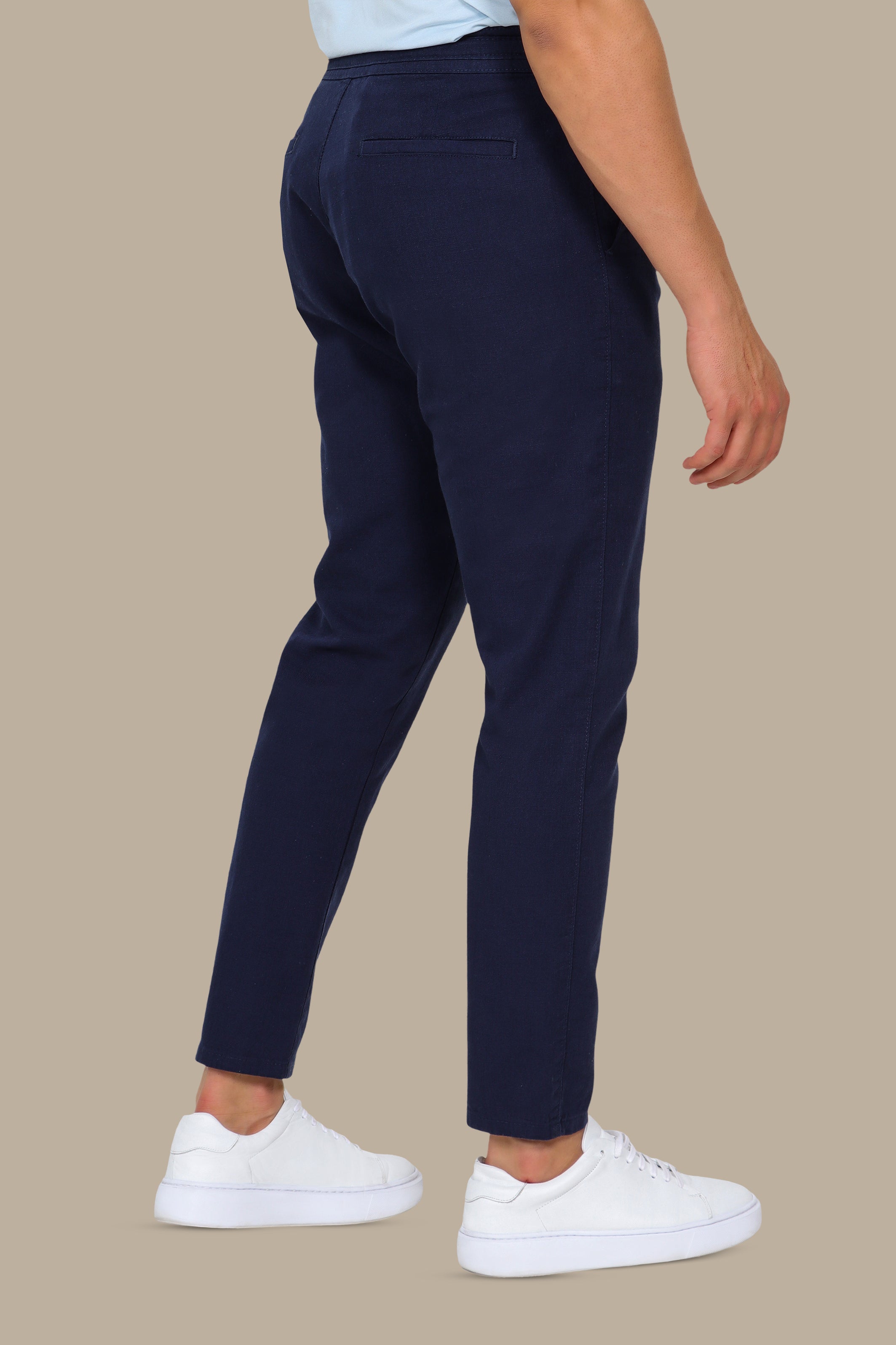 Navy Linen Fil A Fil Pants