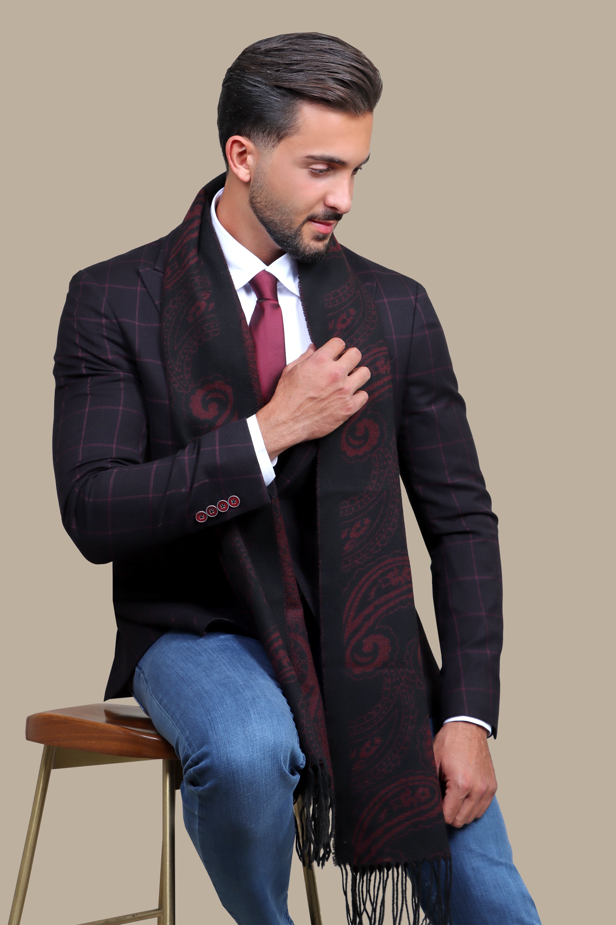 Blazer Black Checked Red