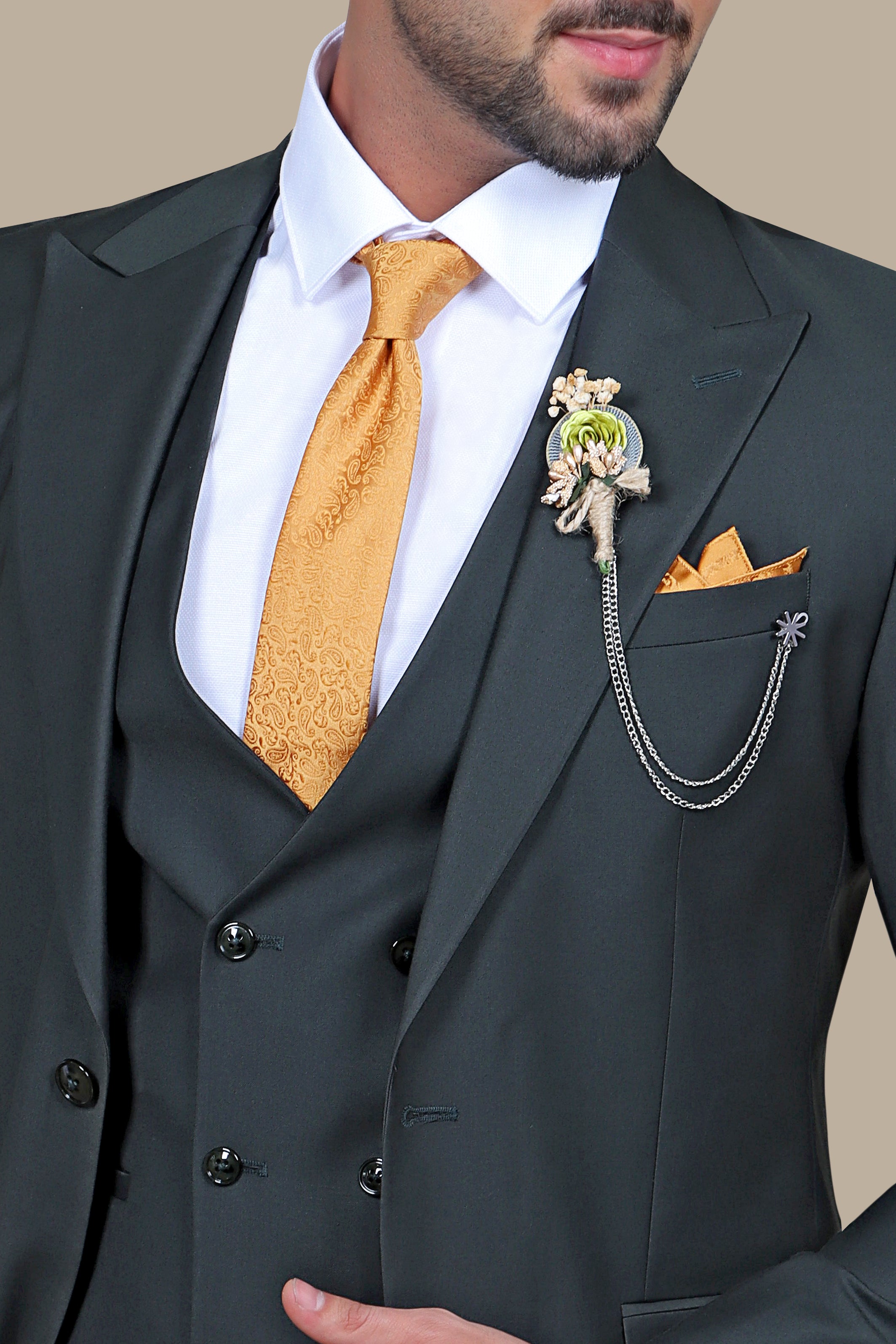 Dark Green 3-Piece Plain Suit