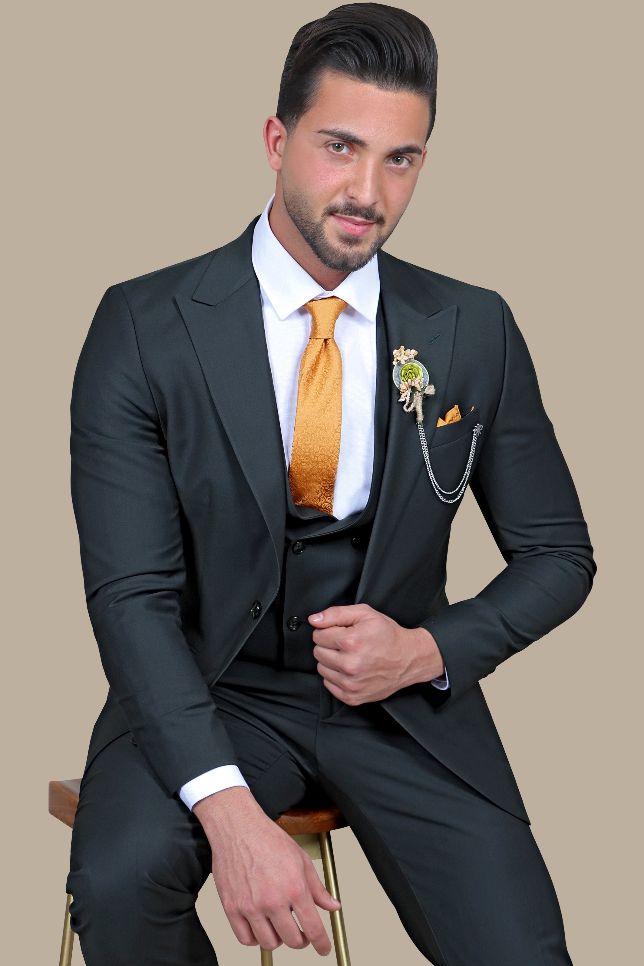 Dark Green 3-Piece Plain Suit