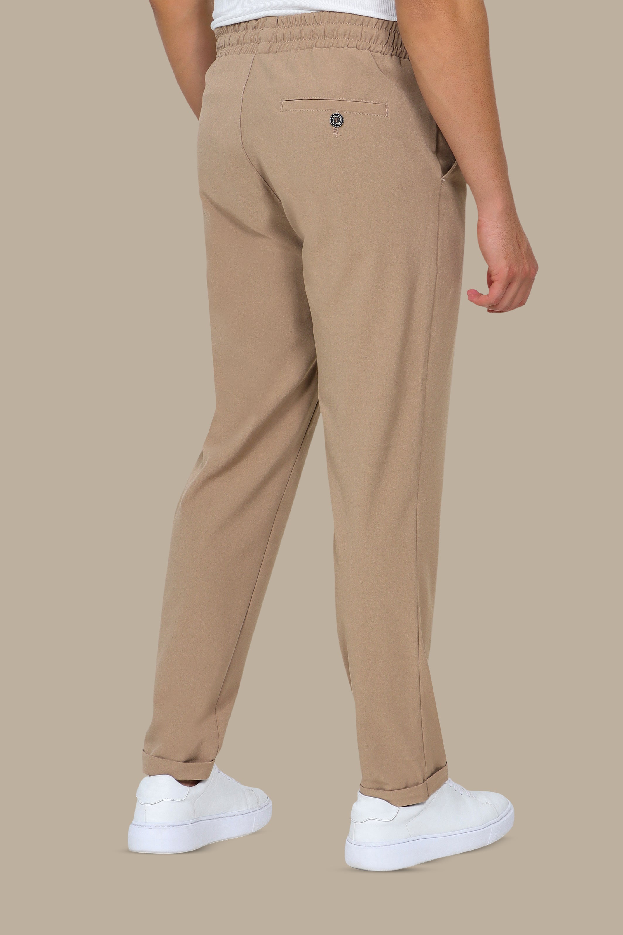 Beige Slim-Fit Jogger Pants