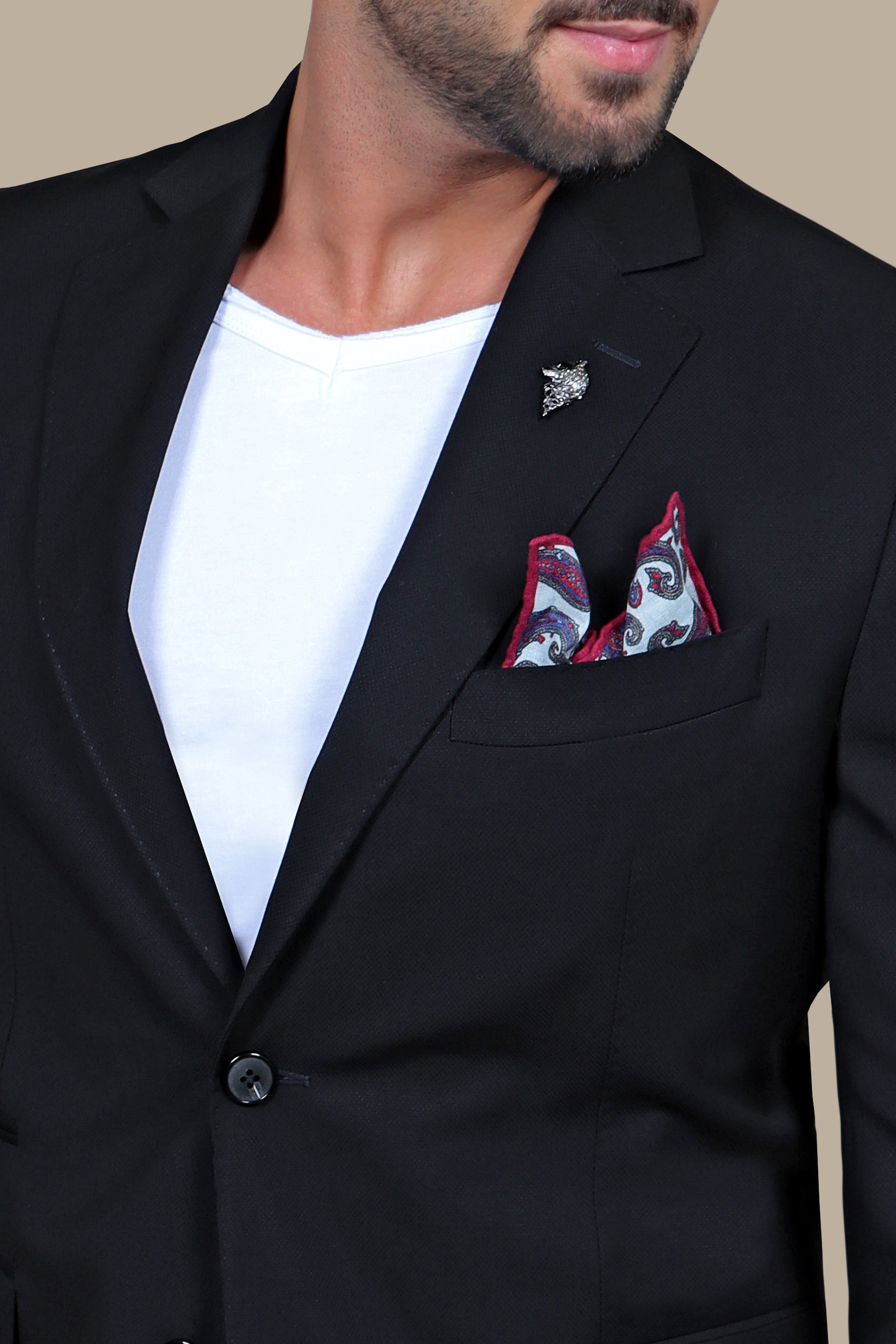 Black Notch Lapel Structured Blazer