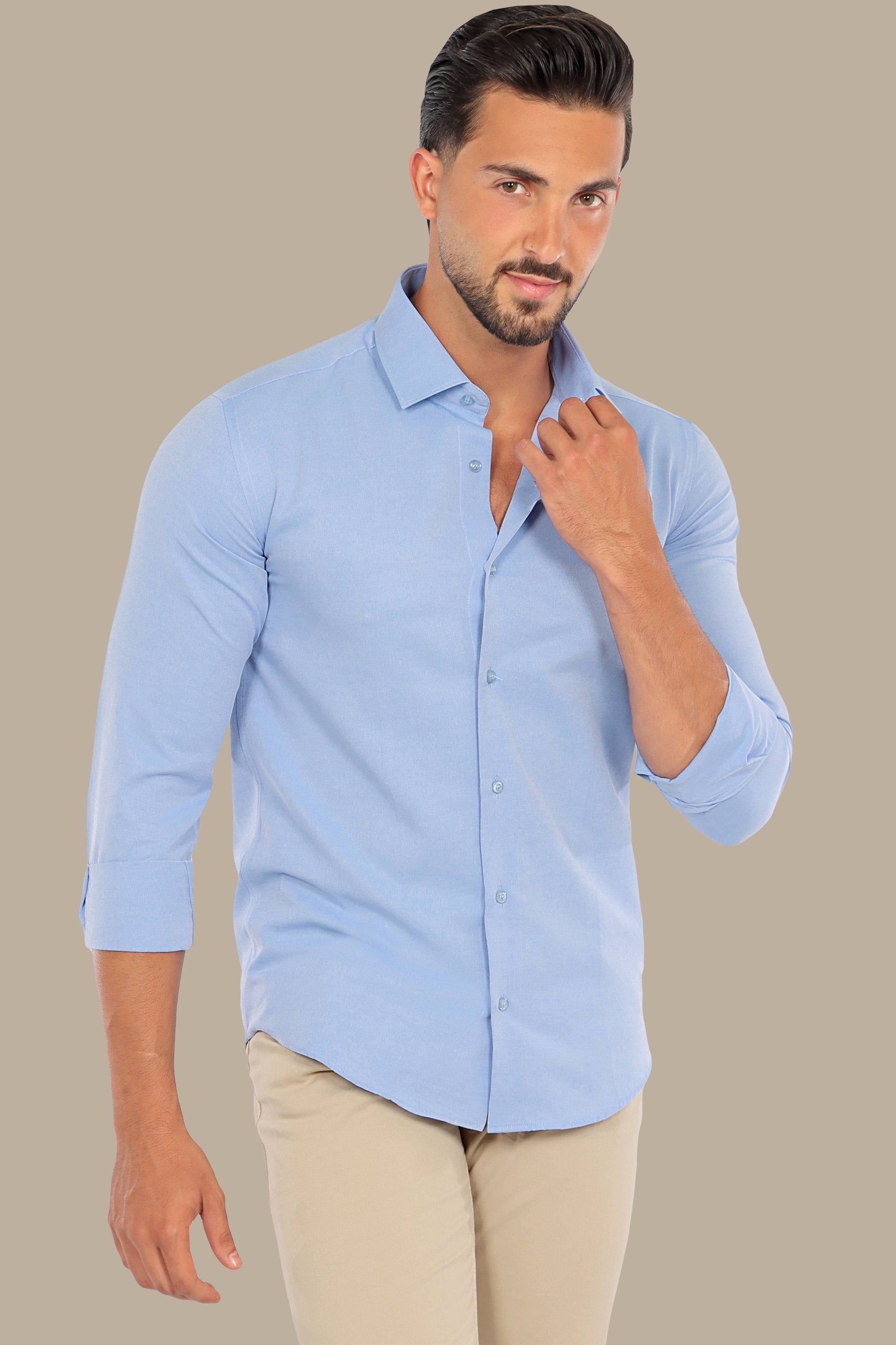 Dark Blue Chambray Slim Fit Shirt