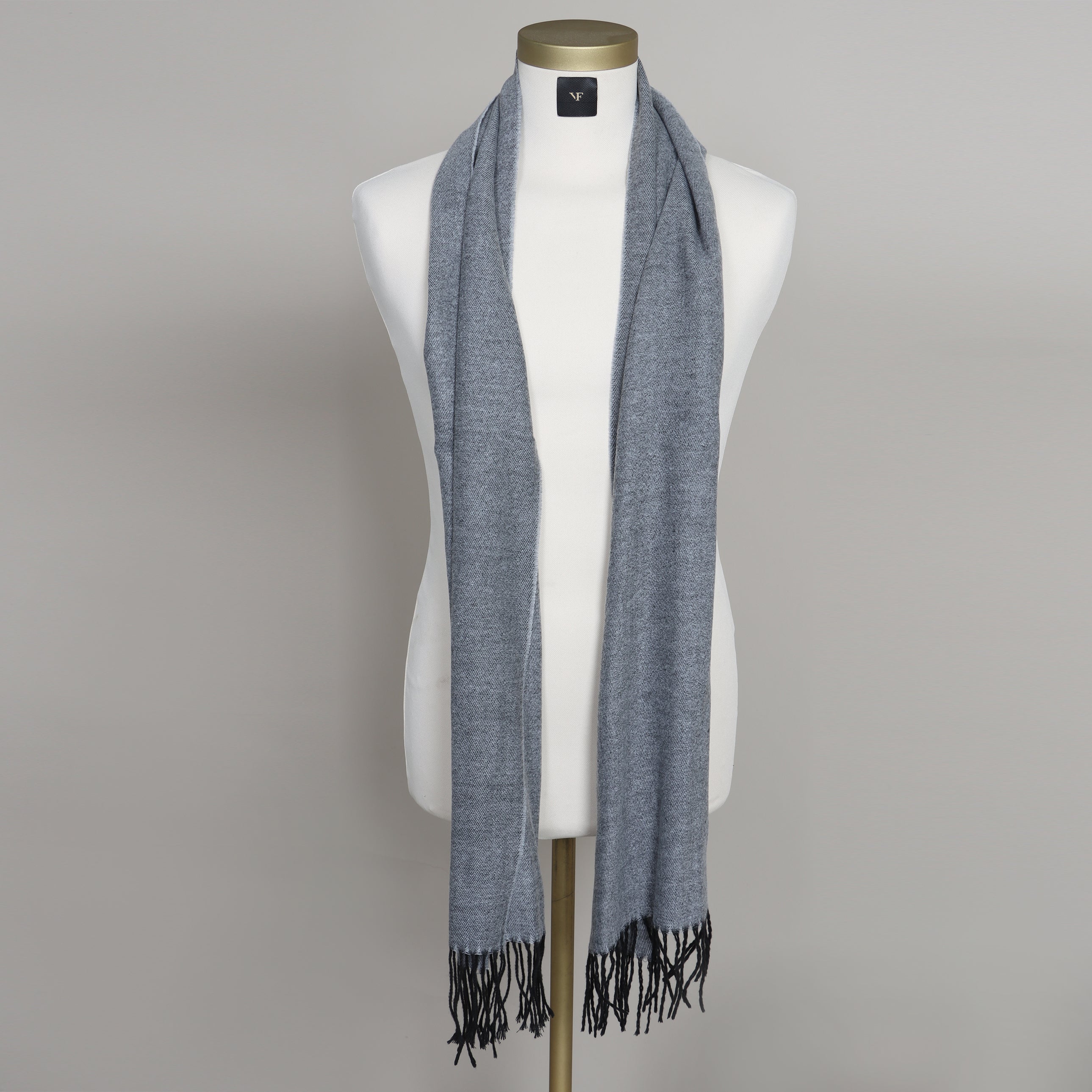 Subtle Sophistication: Light Grey Twill Wool Scarf