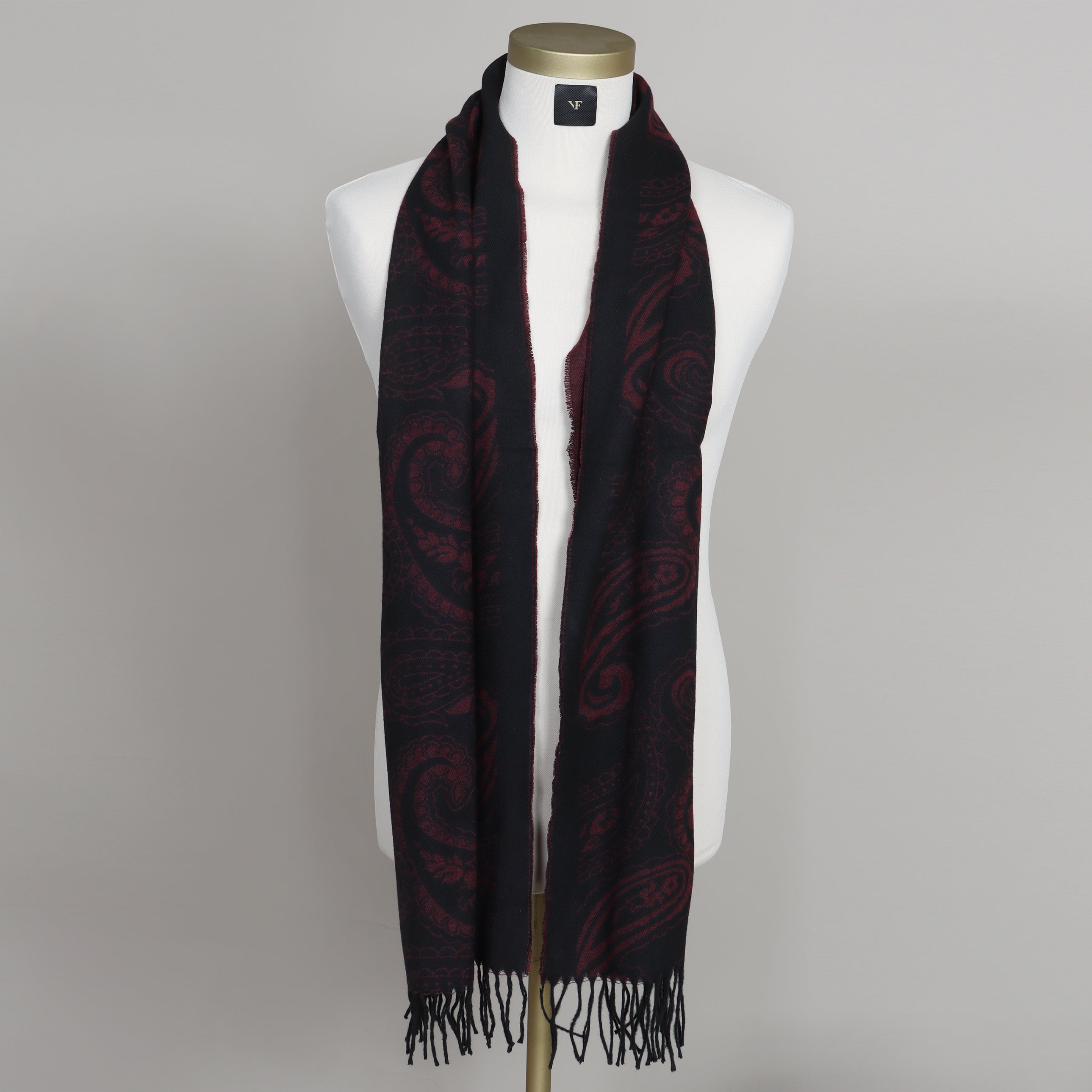 Black Beauty: Bordeaux Paisley Wool Scarf