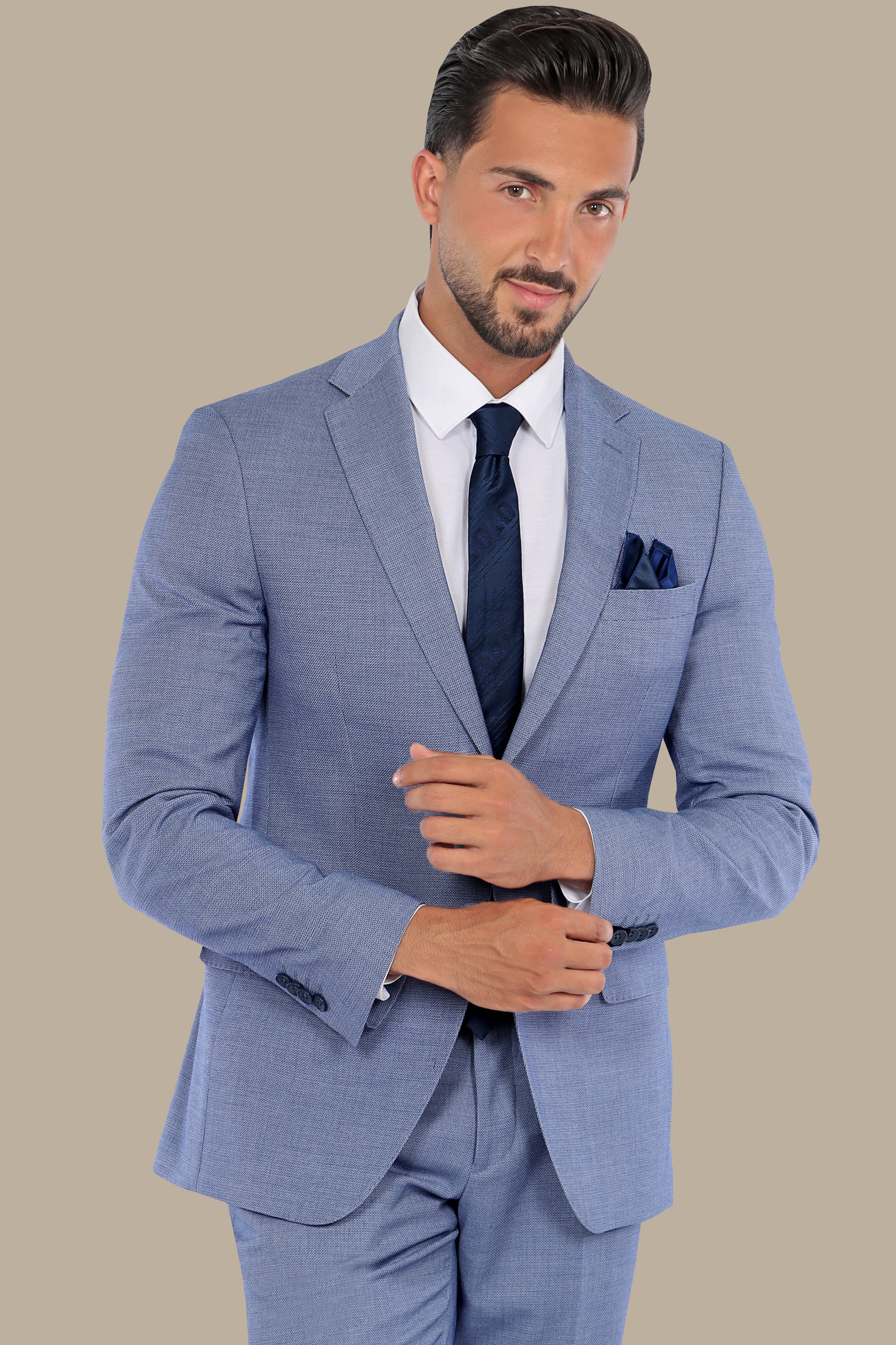 Blue Slim Fit Suit with Notch Lapel