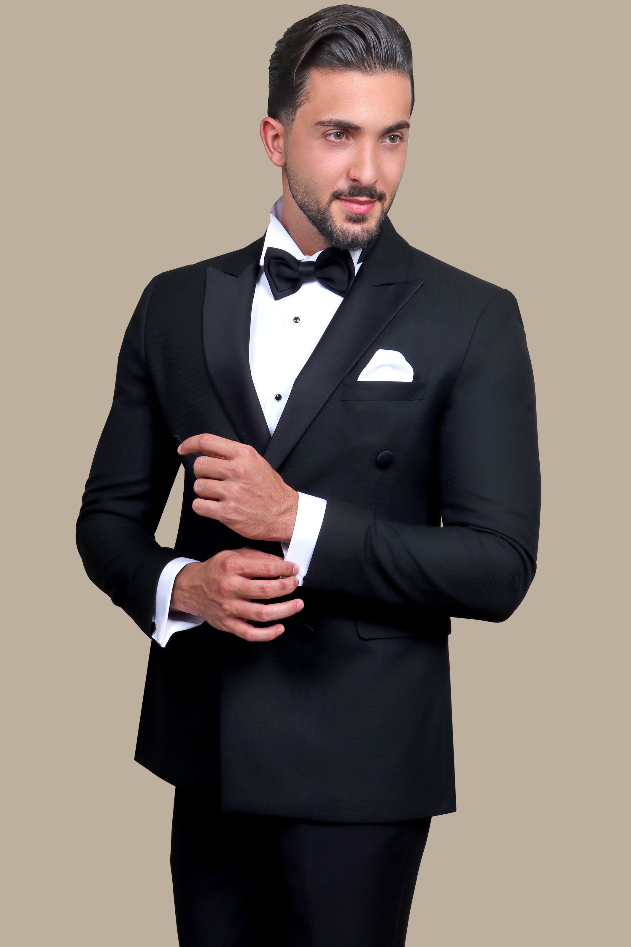 Black Double-Breasted 3-Piece Tuxedo