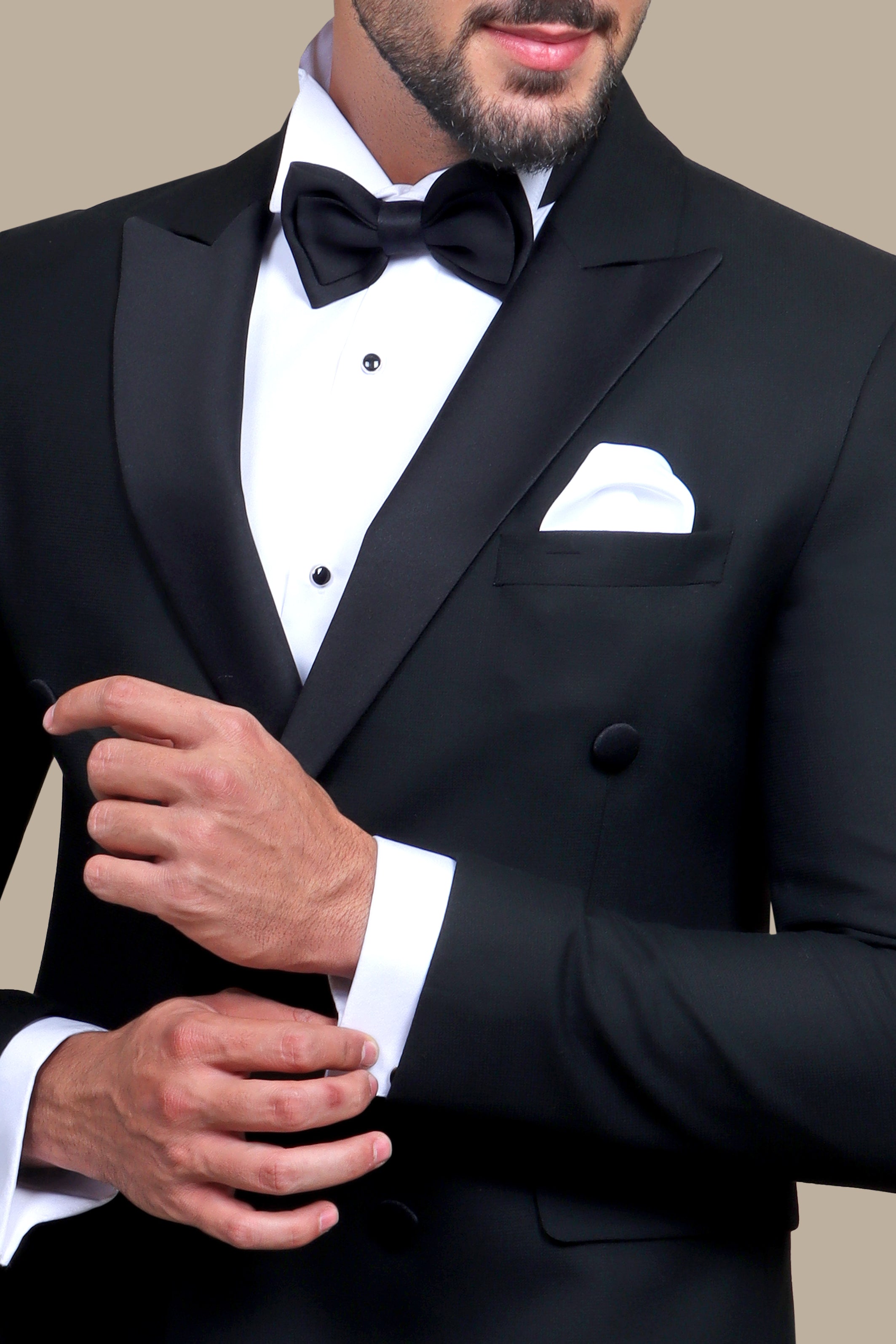 Black Double-Breasted 3-Piece Tuxedo