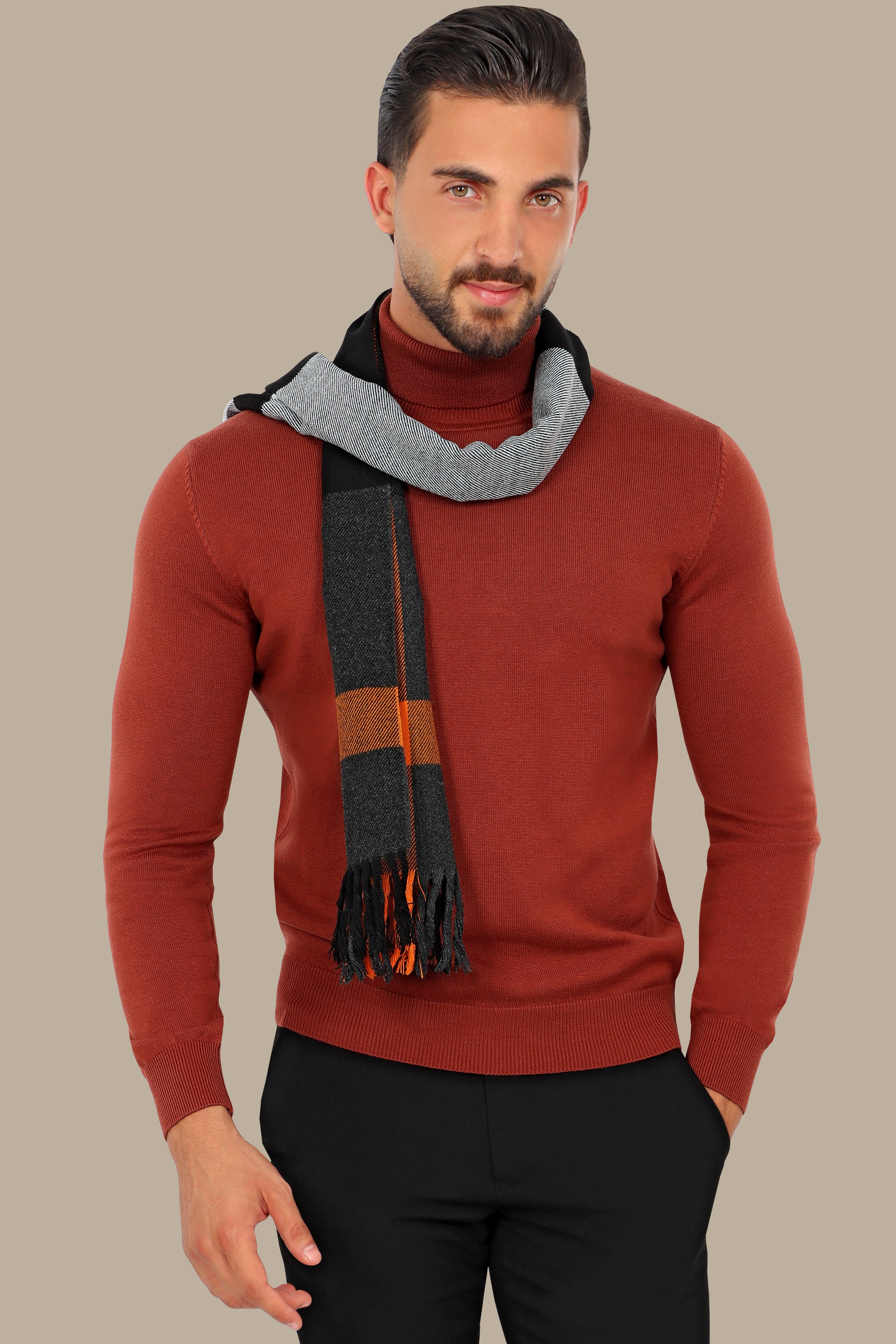 Brick Turtle Neck Basic Sweater