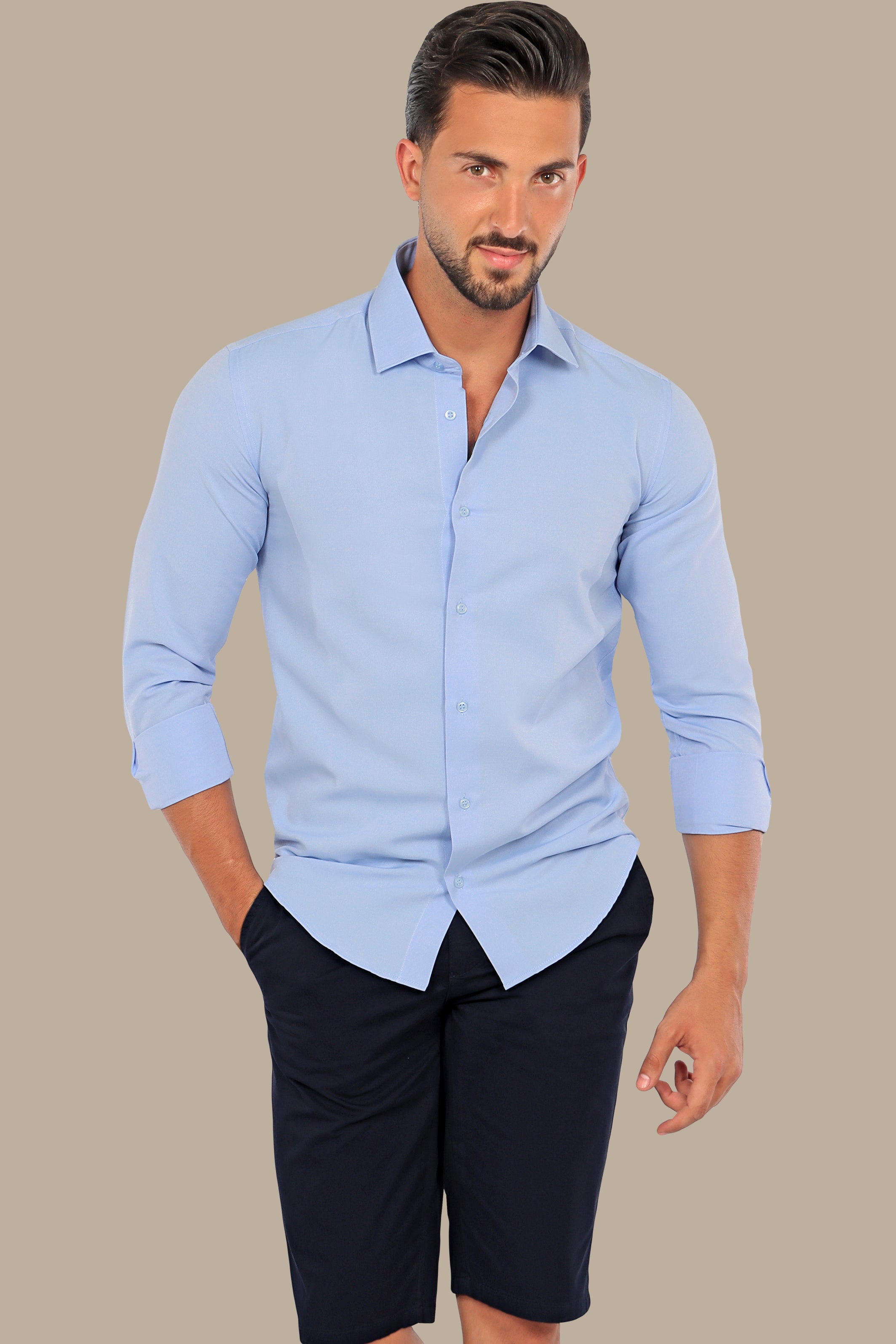 Blue Horizon: Chambray Slim Fit Shirt for Effortless Elegance