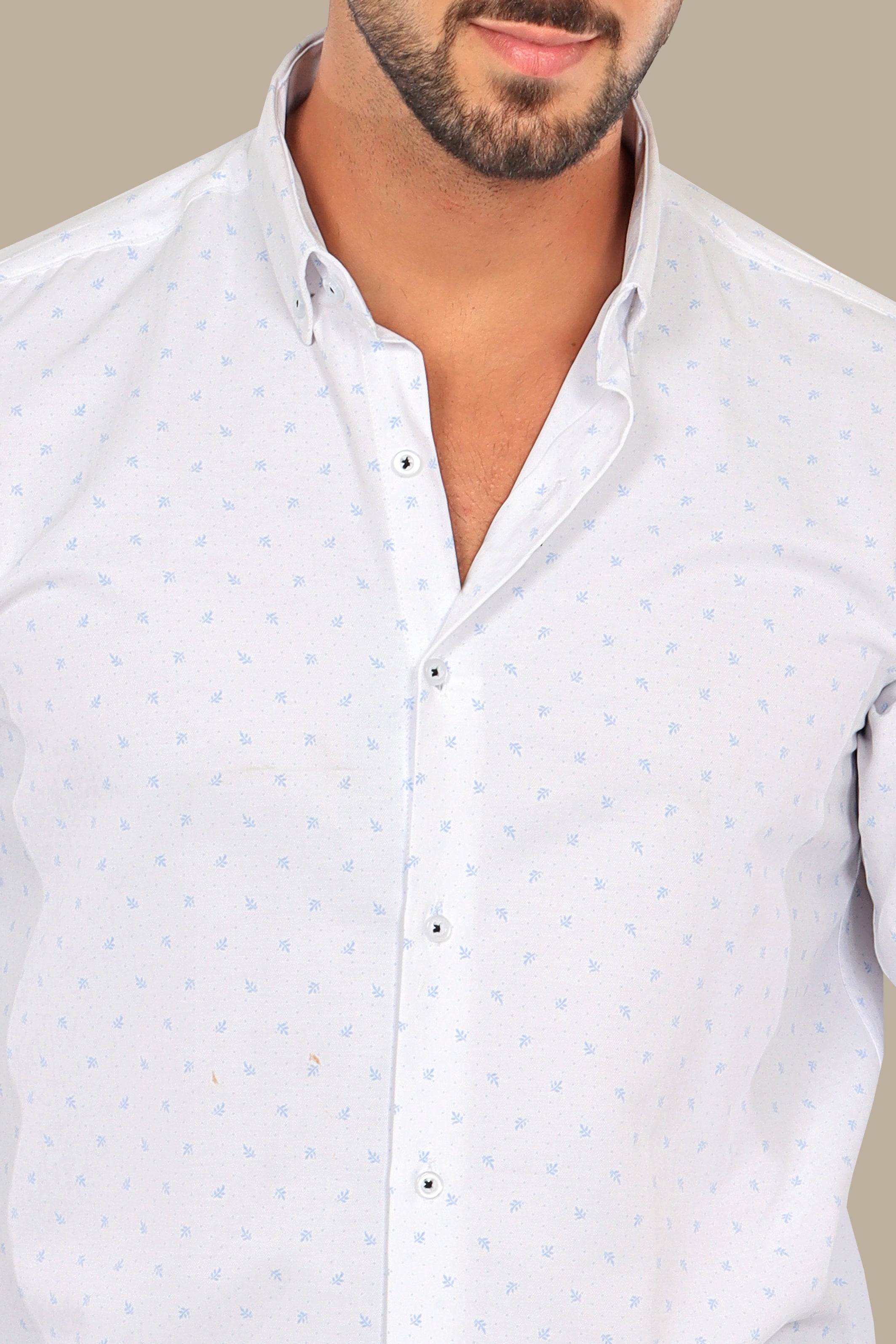 Light Blue Leaf Print Shirt