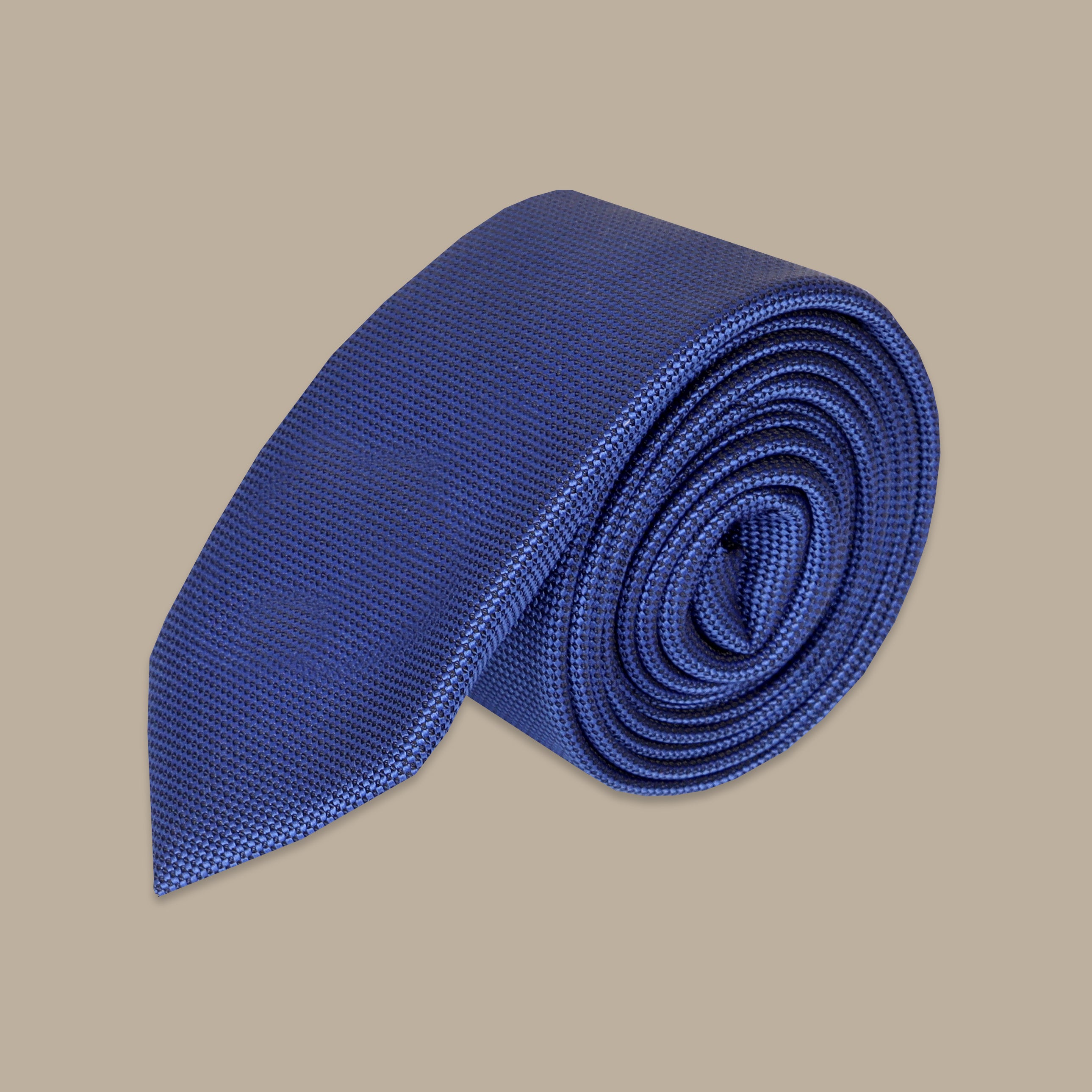 Dark Blue Structured Tie Set - Solid Color