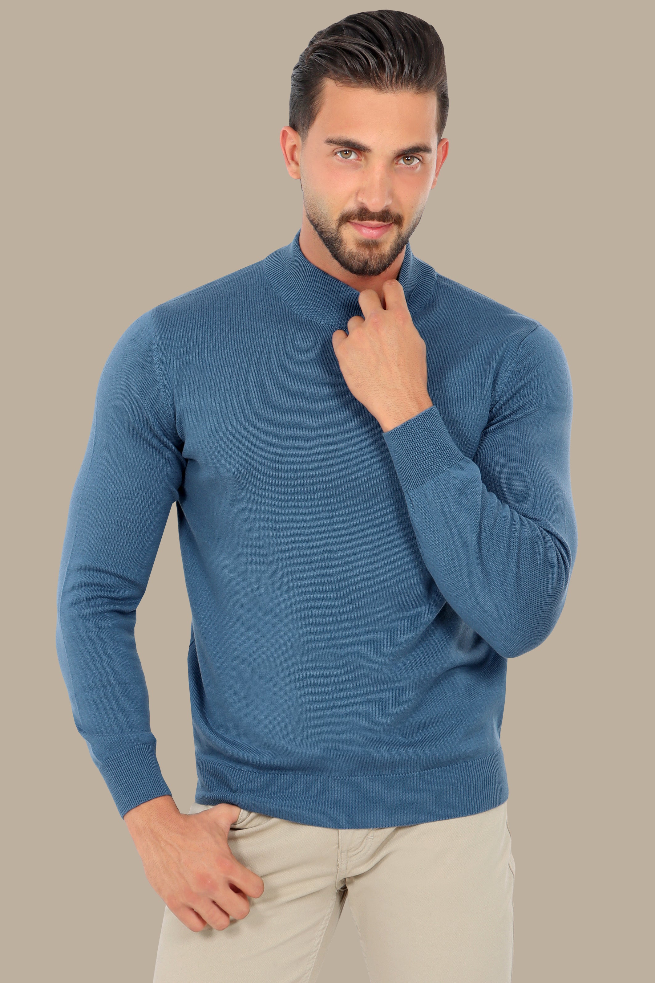 Petrol High Neck Basic Sweater