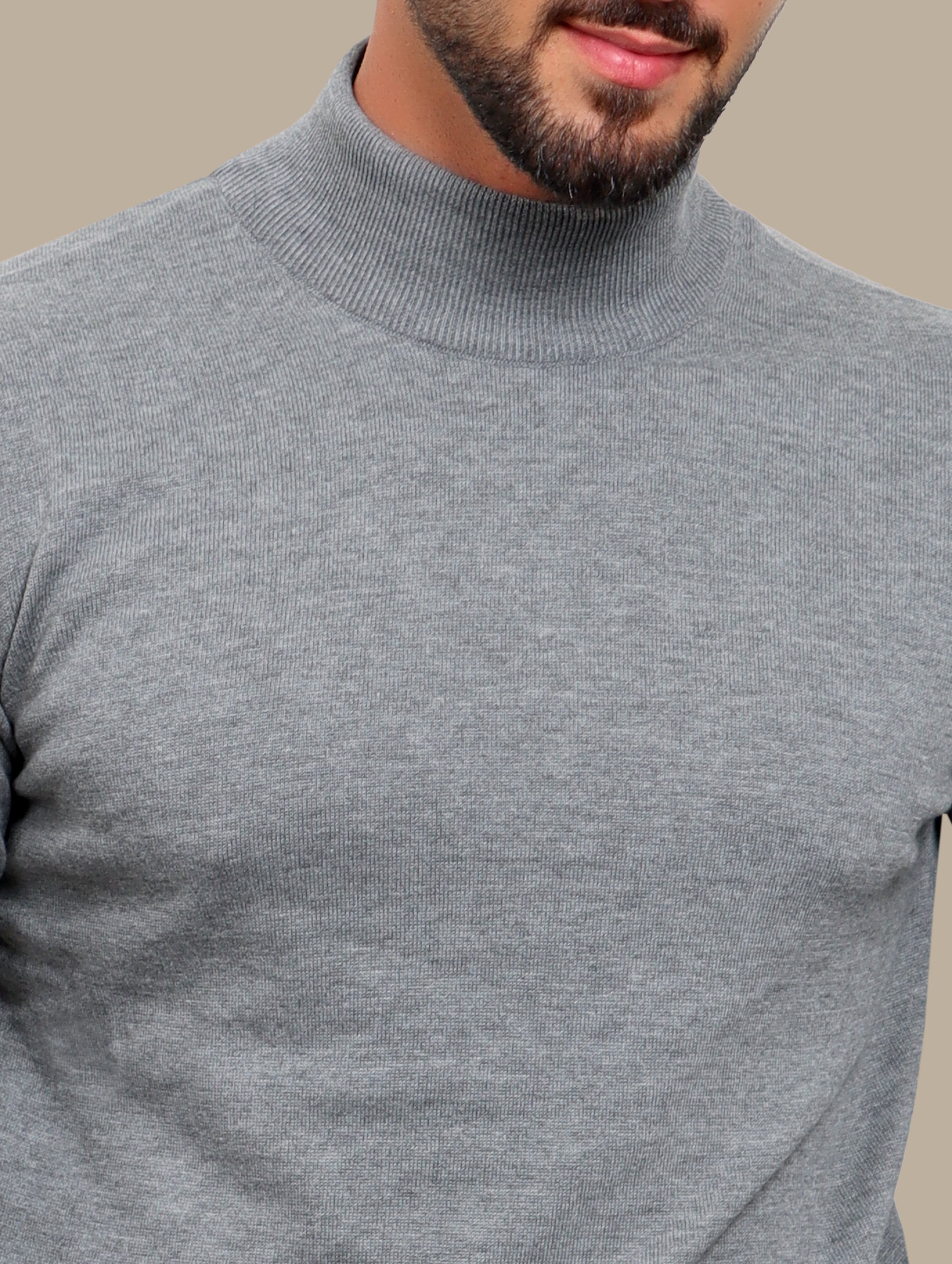 Grey High Neck Basic Sweater