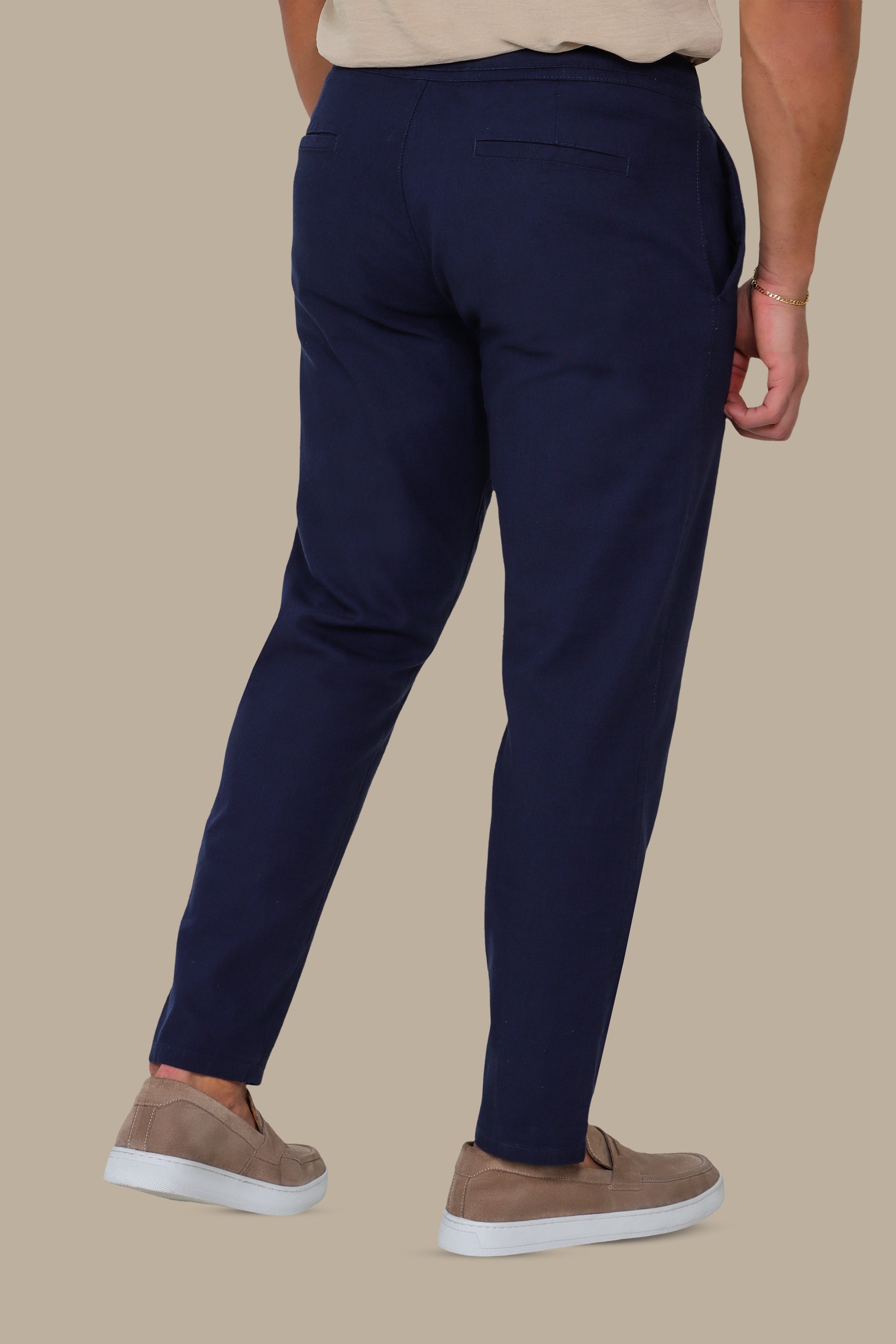 Navy Linen Fil A Fil Pants