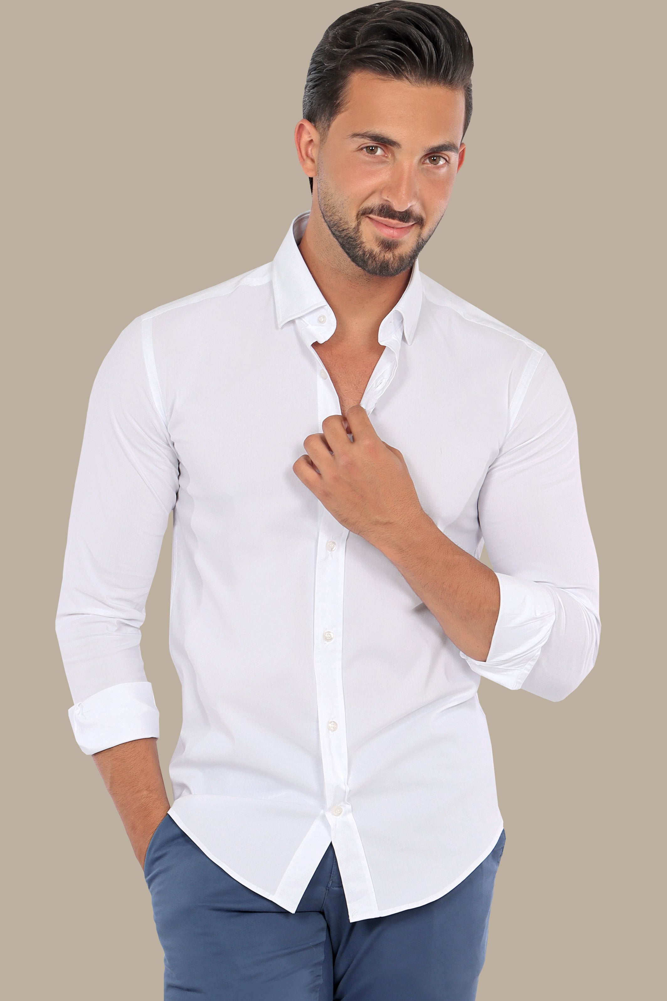 Pure Elegance: Classic White Lycra Shirt