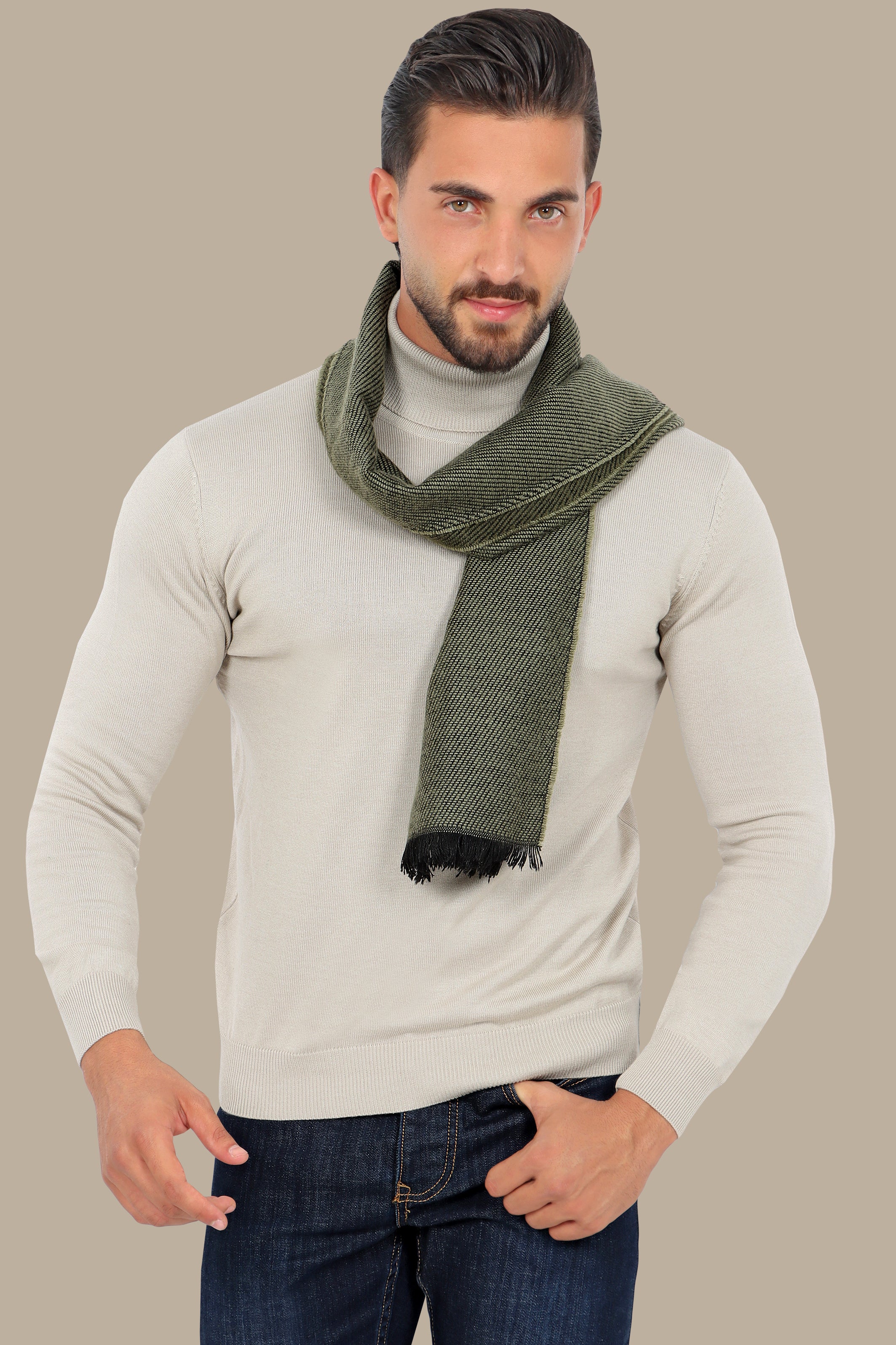 Beige Turtle Neck Basic Sweater