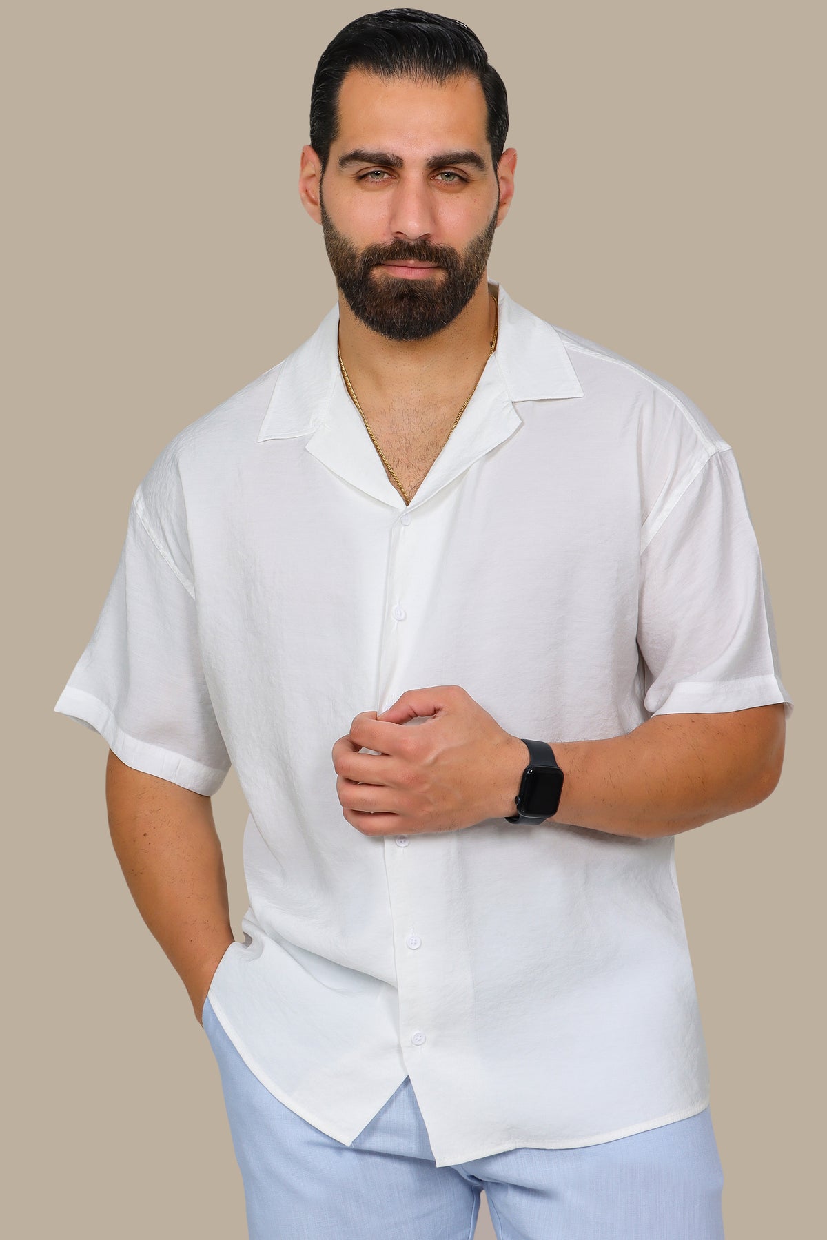 Linen Short Sleeve Basic Aerobin Shirt