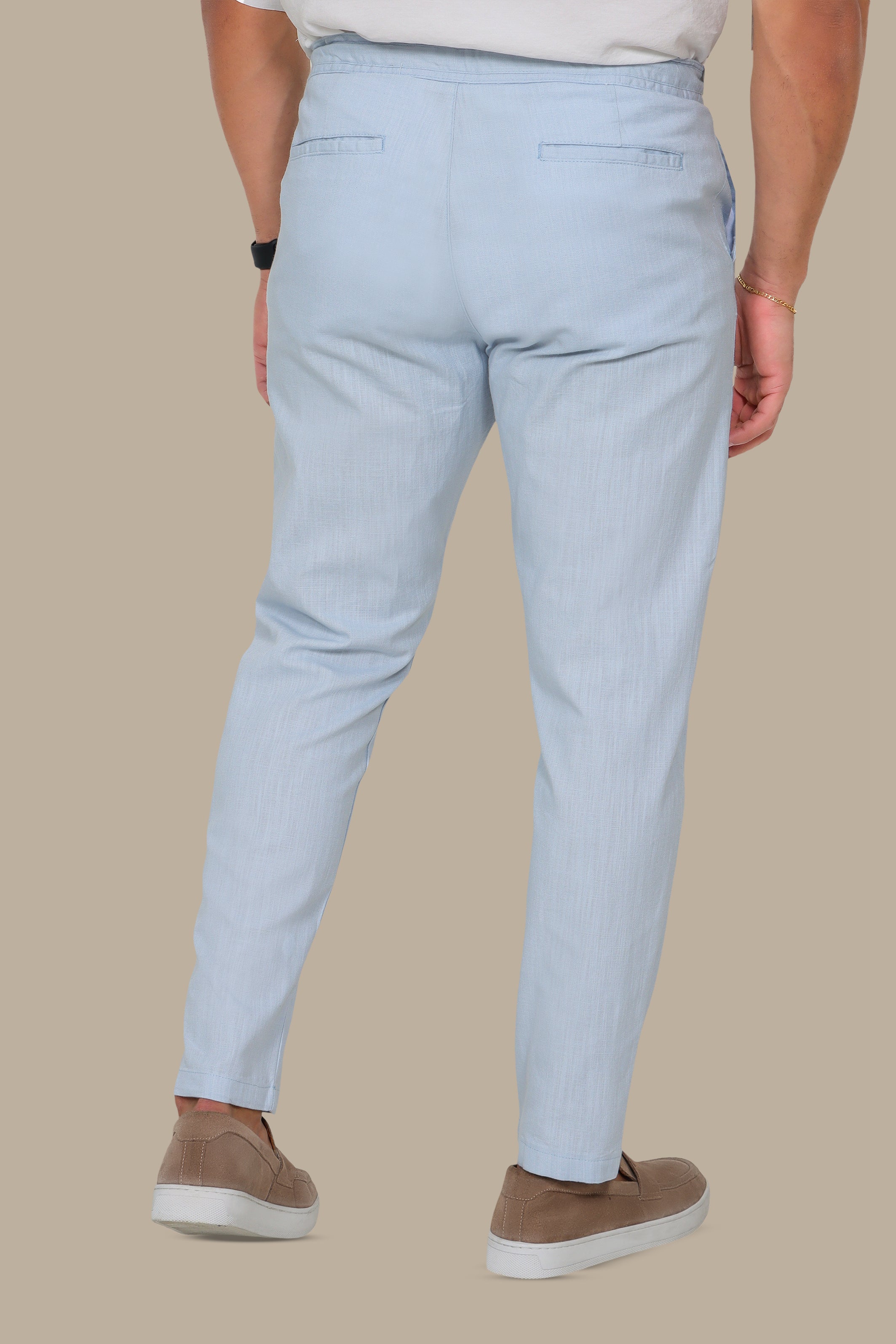 Light Blue Linen Fil A Fil Pants