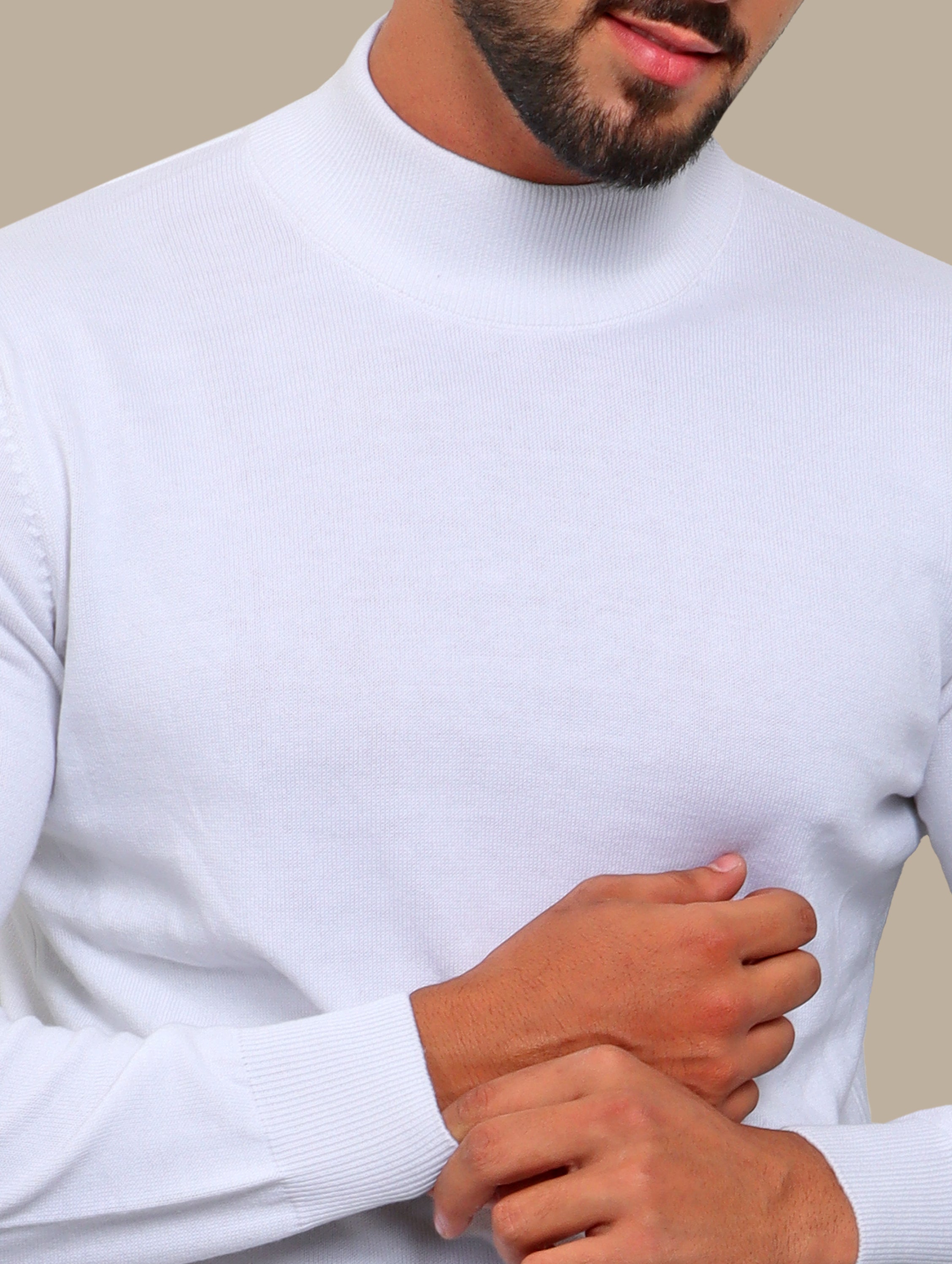 Basic White High Neck Sweater