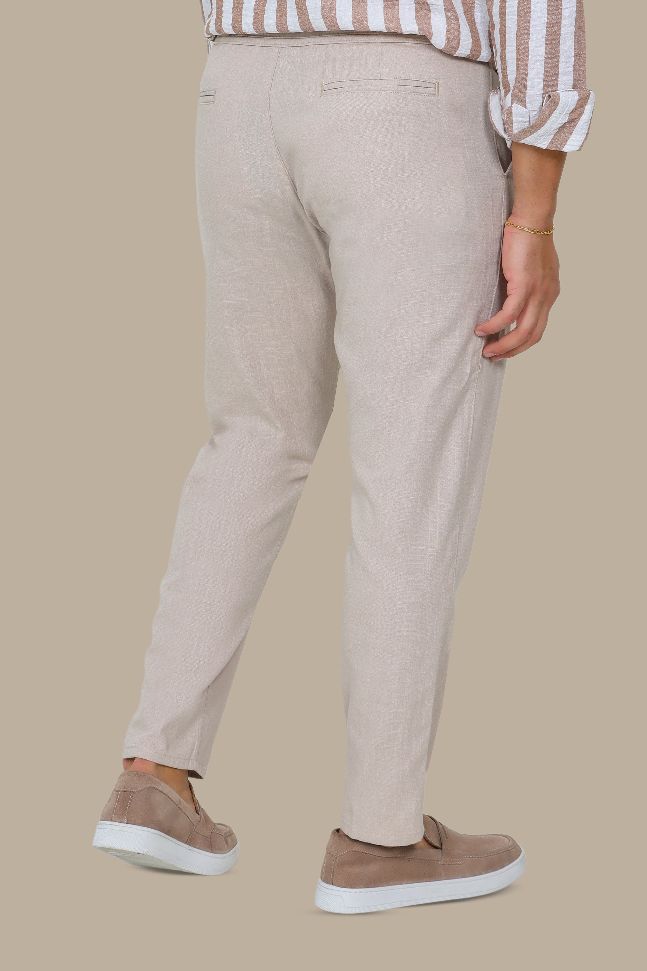 Greige Fil-à-Fil Linen Pants