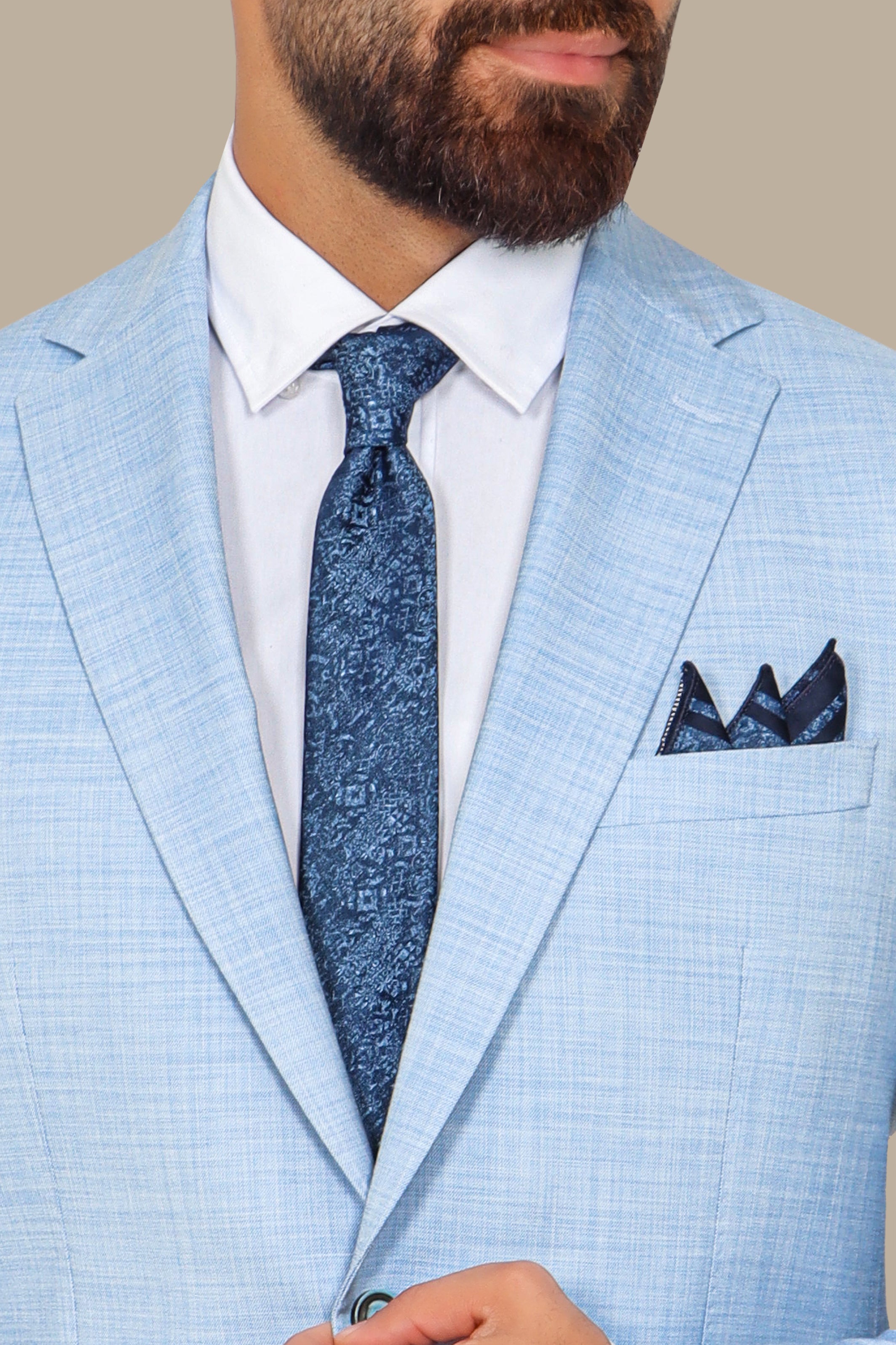 Serene Sophistication: Light Blue Filafil Notch Suit