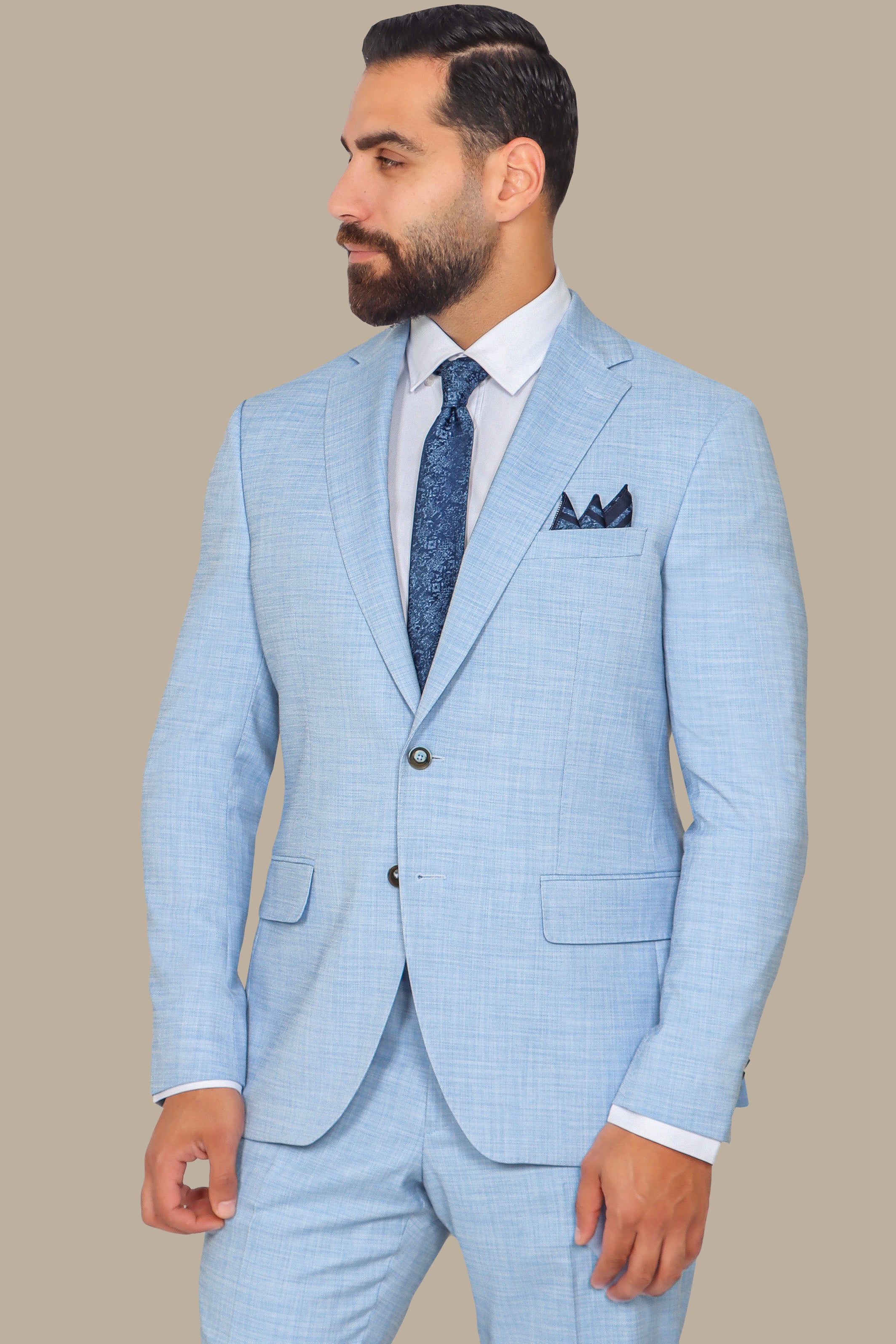 Serene Sophistication: Light Blue Filafil Notch Suit