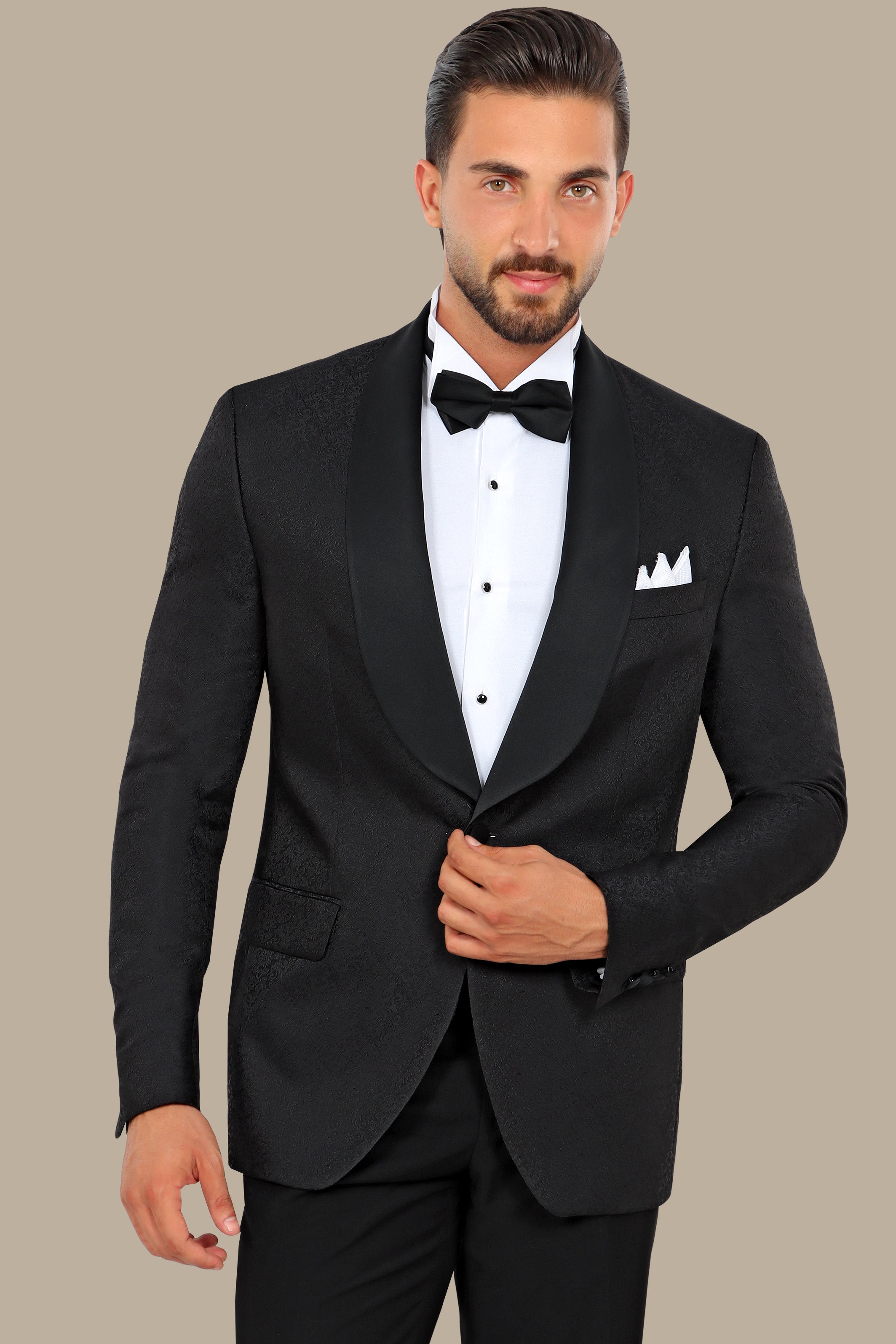 Black Jacquard Colchale Tuxedo FV Special Collection