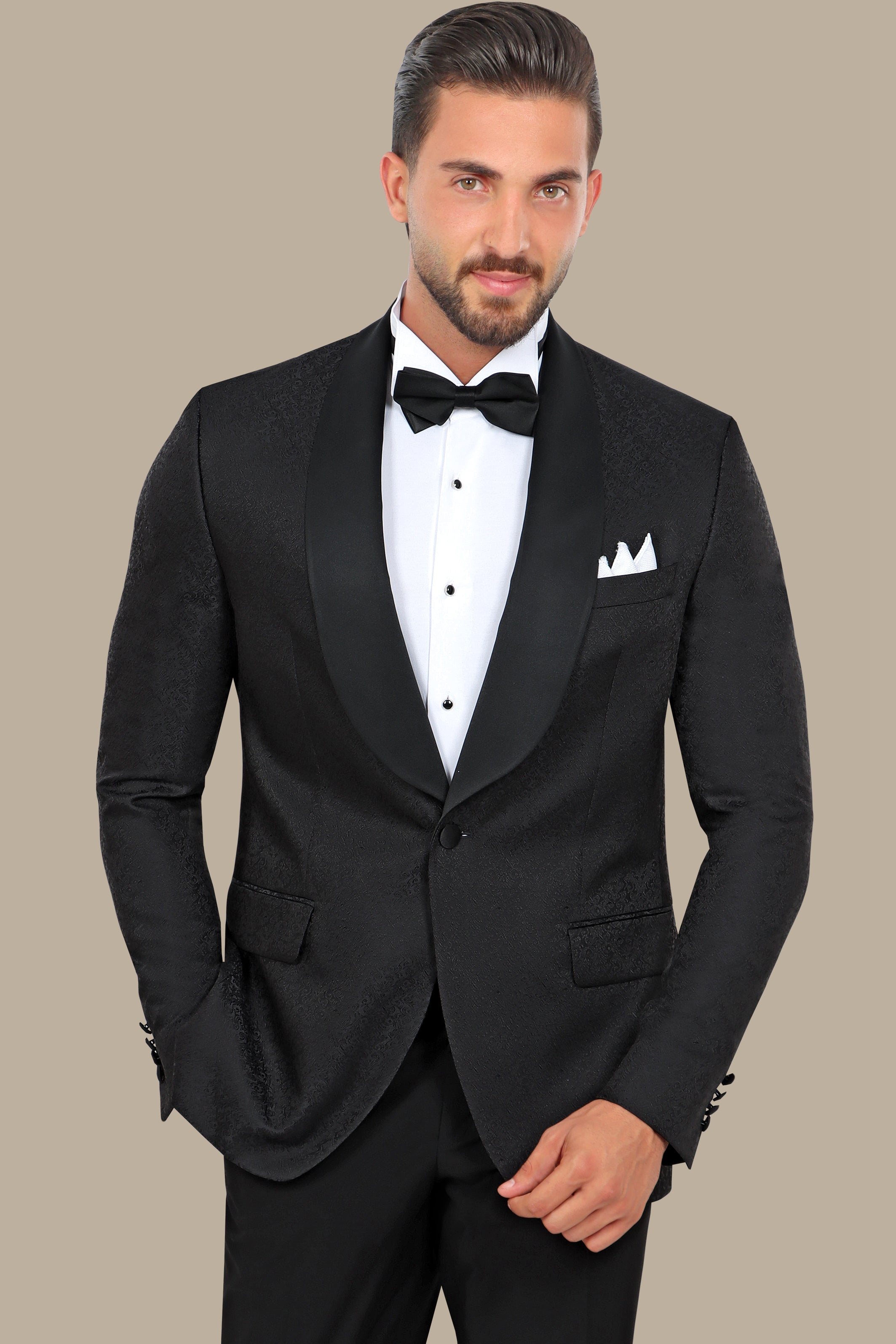 Black Jacquard Colchale Tuxedo FV Special Collection