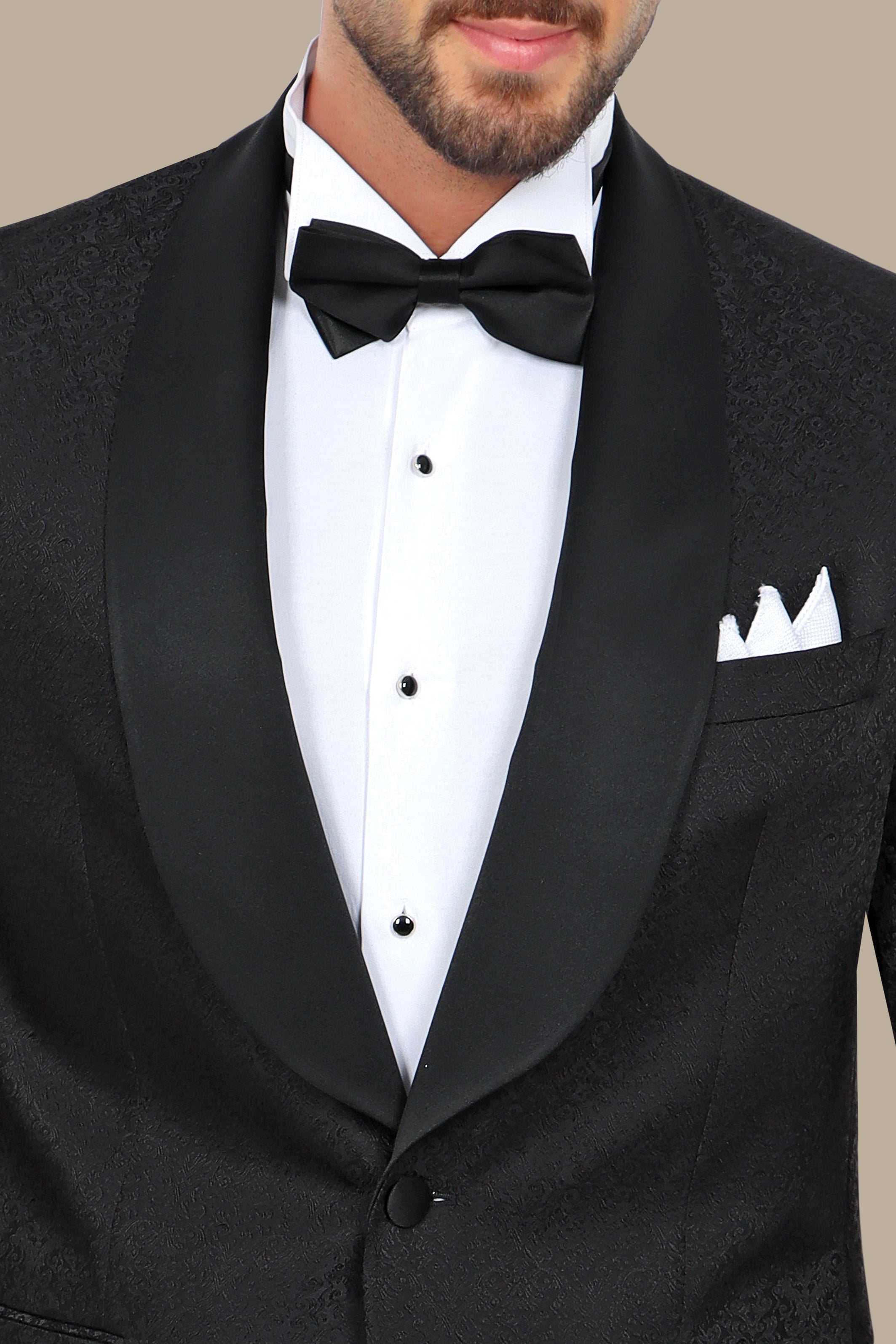 Black Jacquard Colchale Tuxedo FV Special Collection