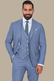 3-Piece Suit with Fil-à-Fil Peak Lapel