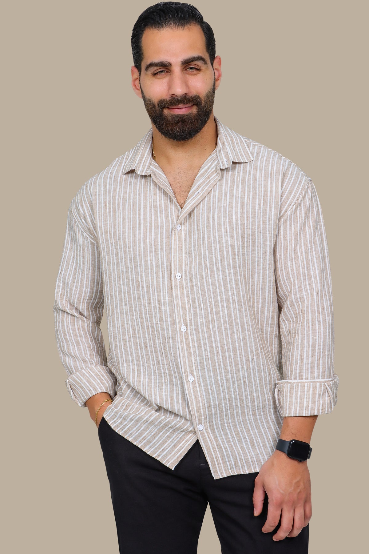 Basic Double Stripe Linen Shirt